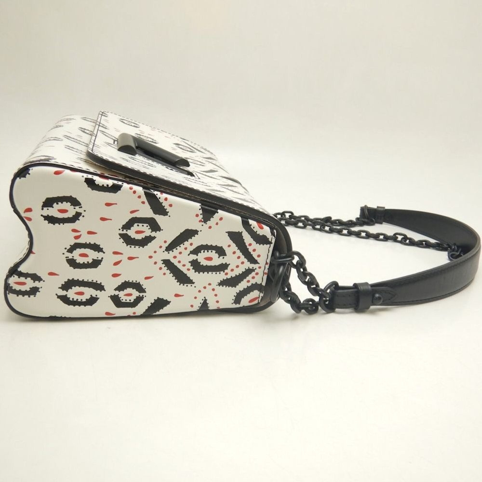 Louis Vuitton Black White Leather Shoulder Bag (Pre-Owned)