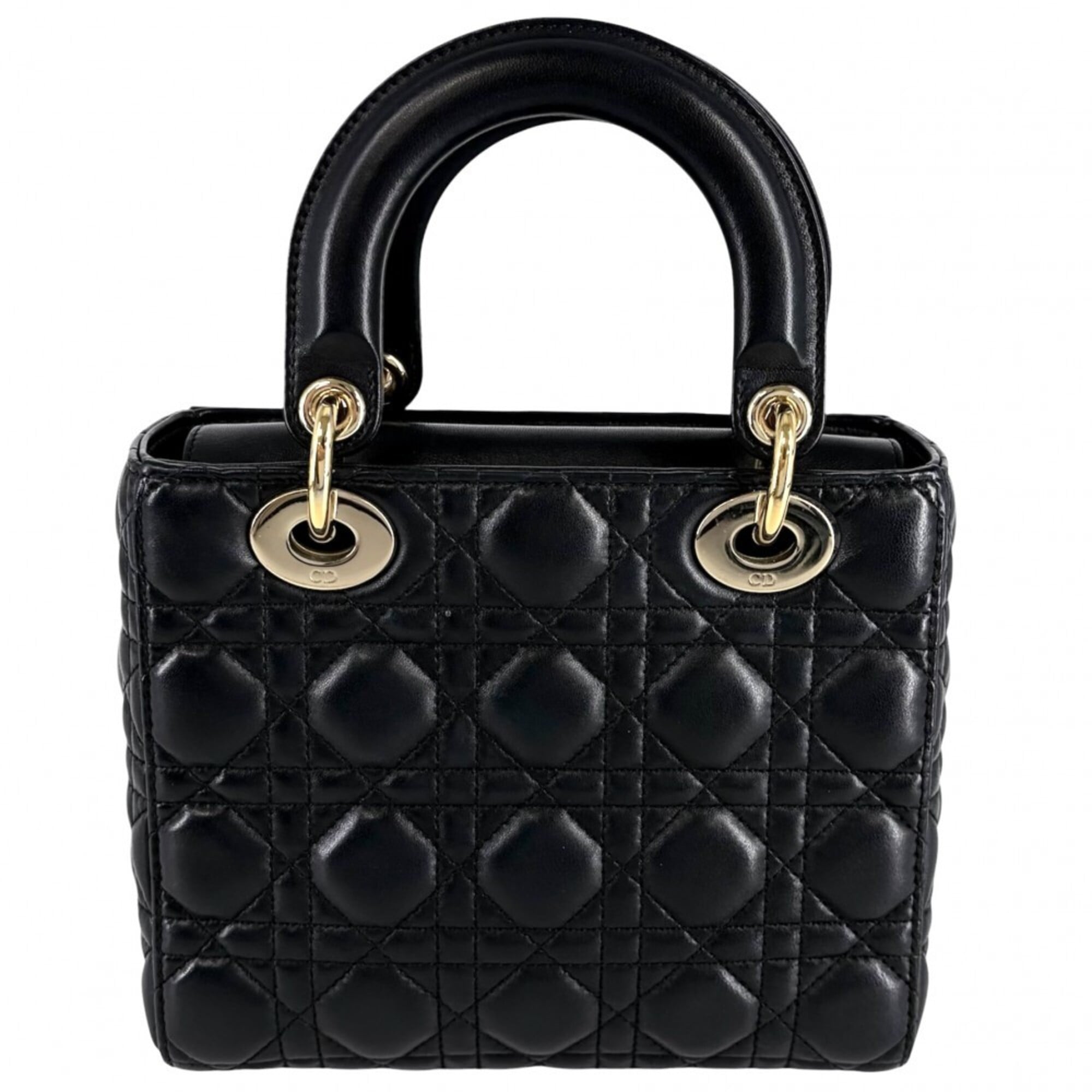 Christian Dior Lady Dior Black Leather Handbag Shoulder Bag (Pre-Owned)