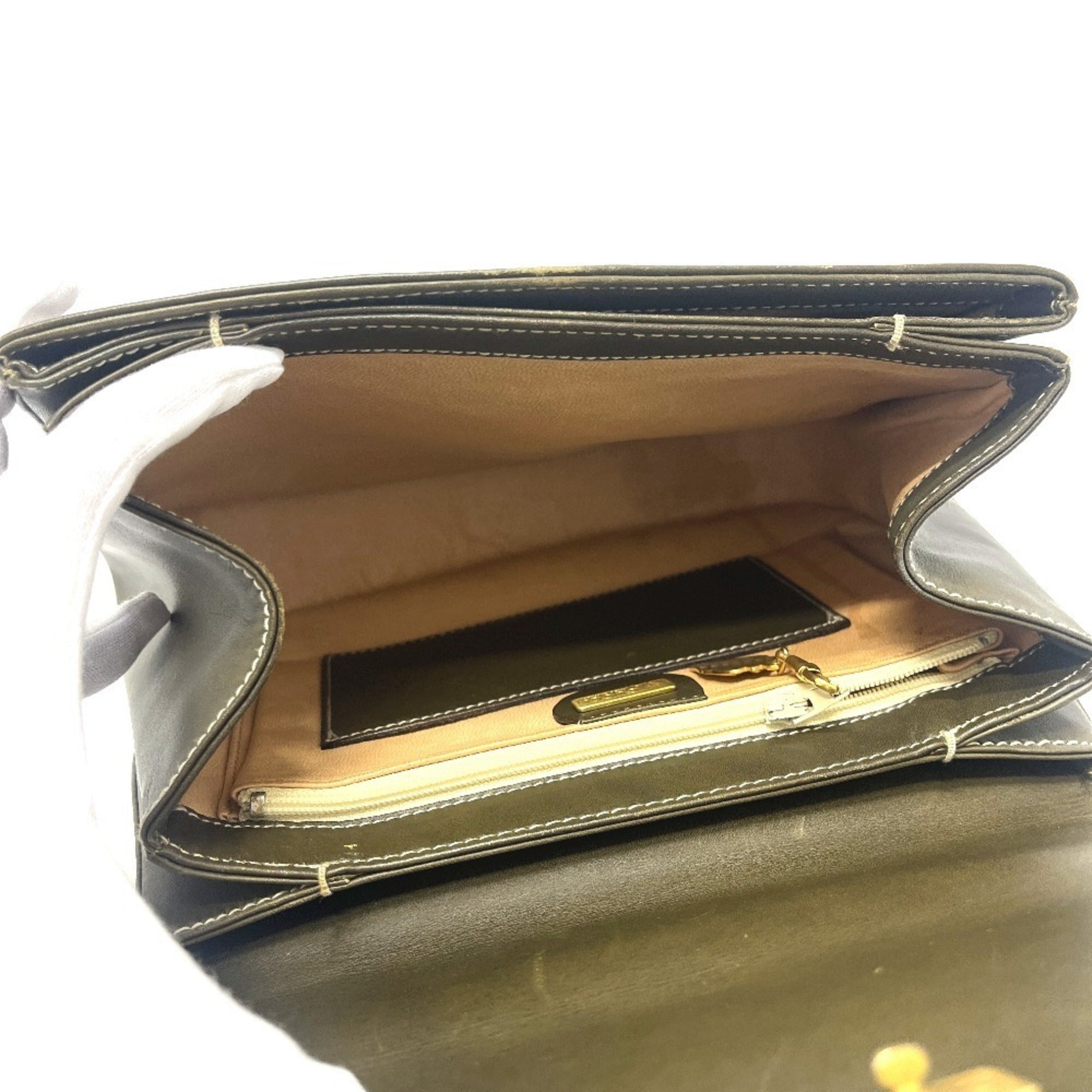 Gucci Khaki Leather Handbag Tote Bag (Pre-Owned)
