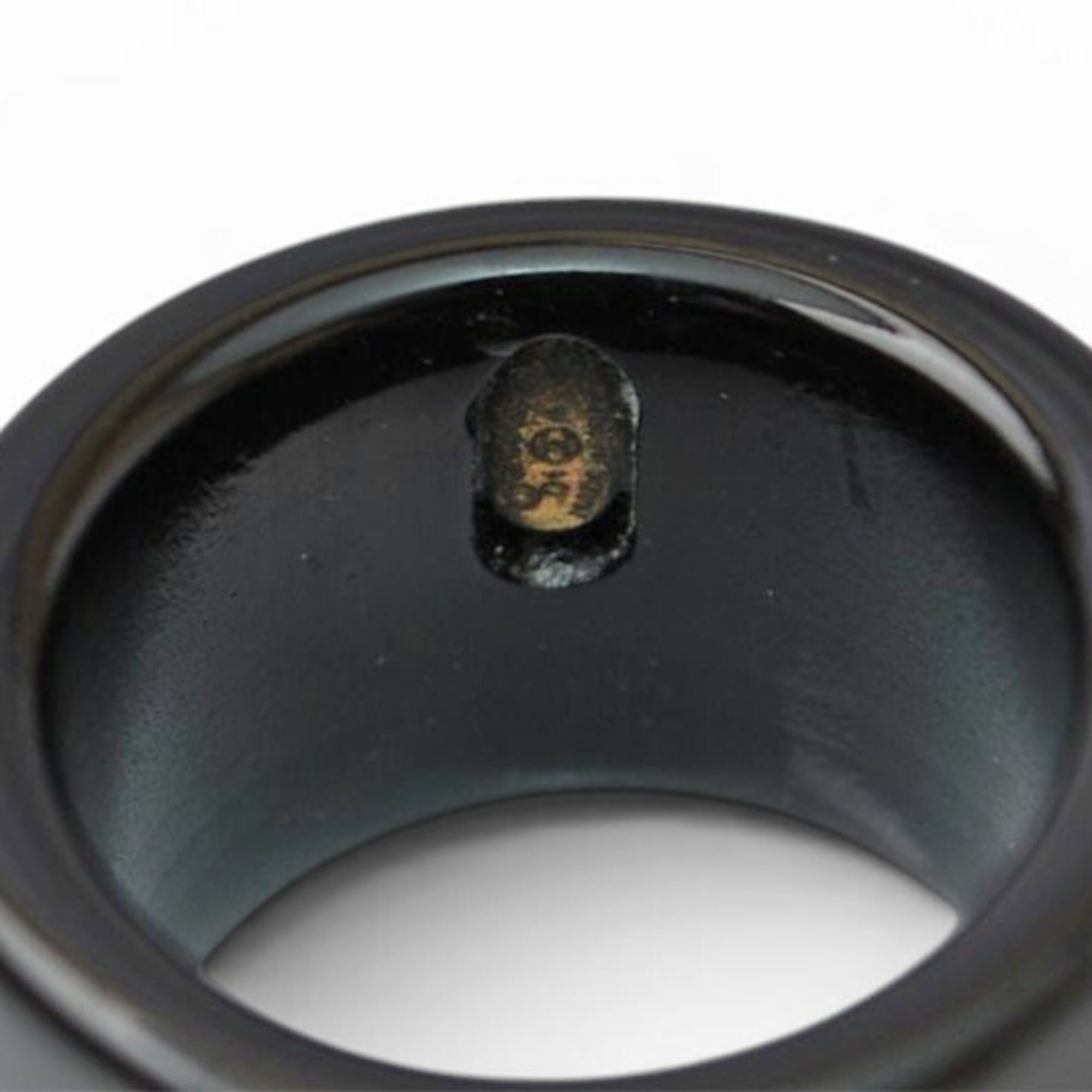 Chanel Gold Black Plastic Band Ring (Pre-Owned)