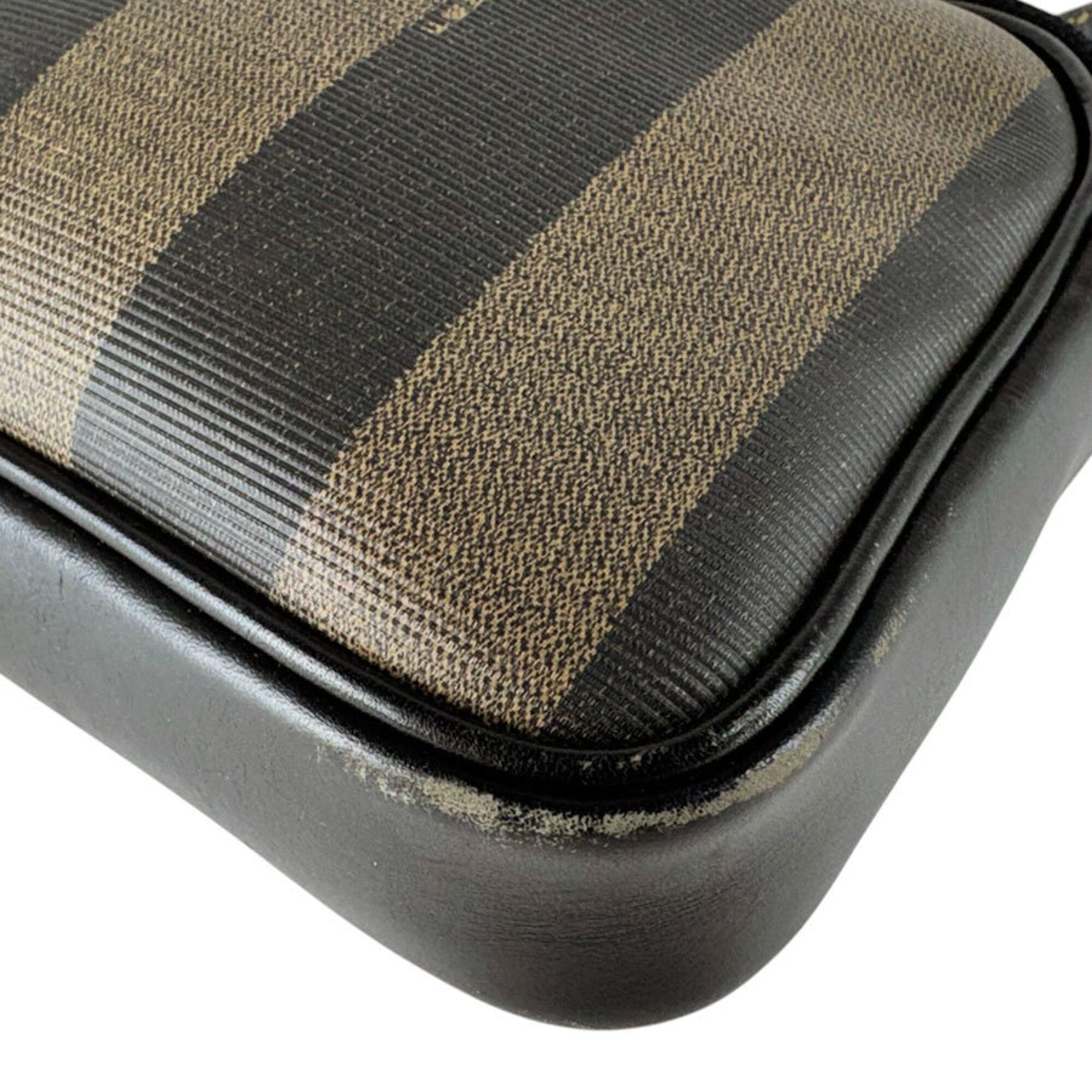 Fendi Black Brown Coated Canvas Shoulder Bag (Pre-Owned)