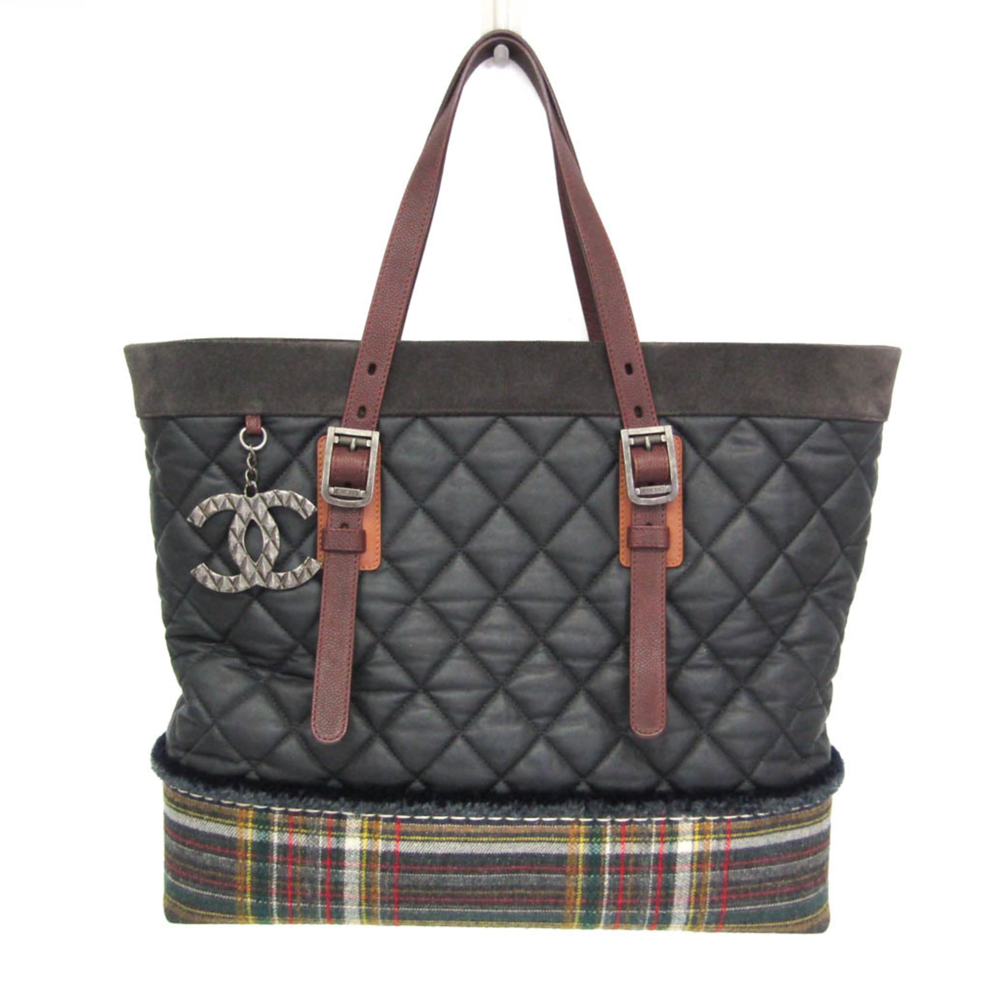 Chanel Paris-Edinburgh Tote Quilted Mixed Coated Canvas With Flannel Multicolour Tweed Tote Bag Bag (Pre-Owned)