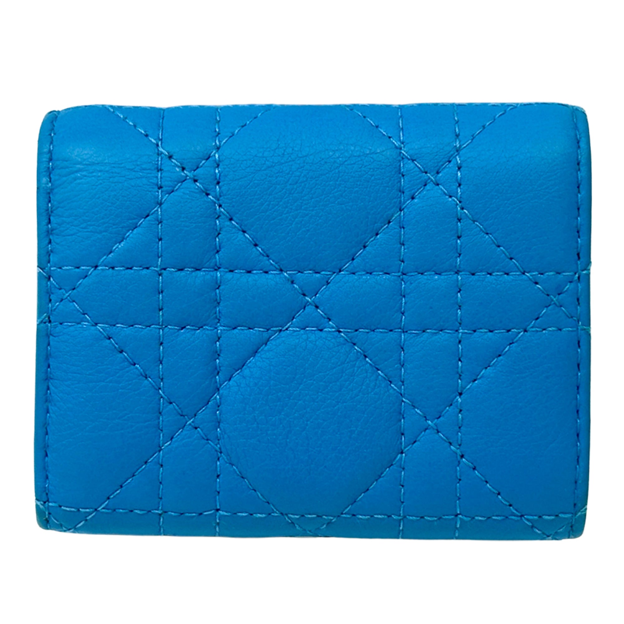 Christian Dior Blue Leather Wallet (Tri-Fold) (Pre-Owned)