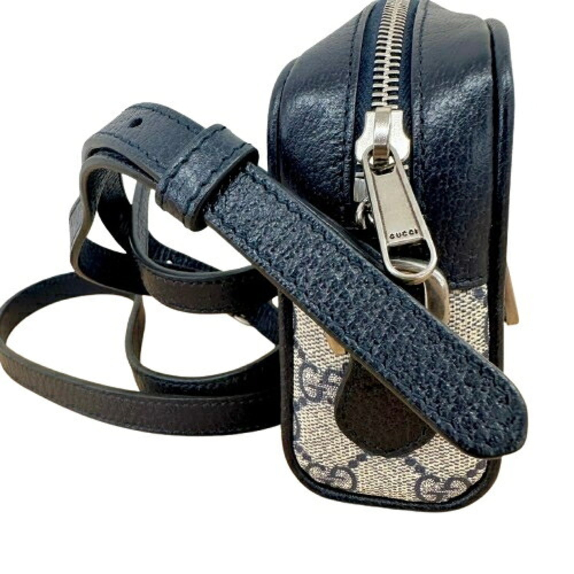 Gucci Beige Navy Gg Supreme Shoulder Bag (Pre-Owned)