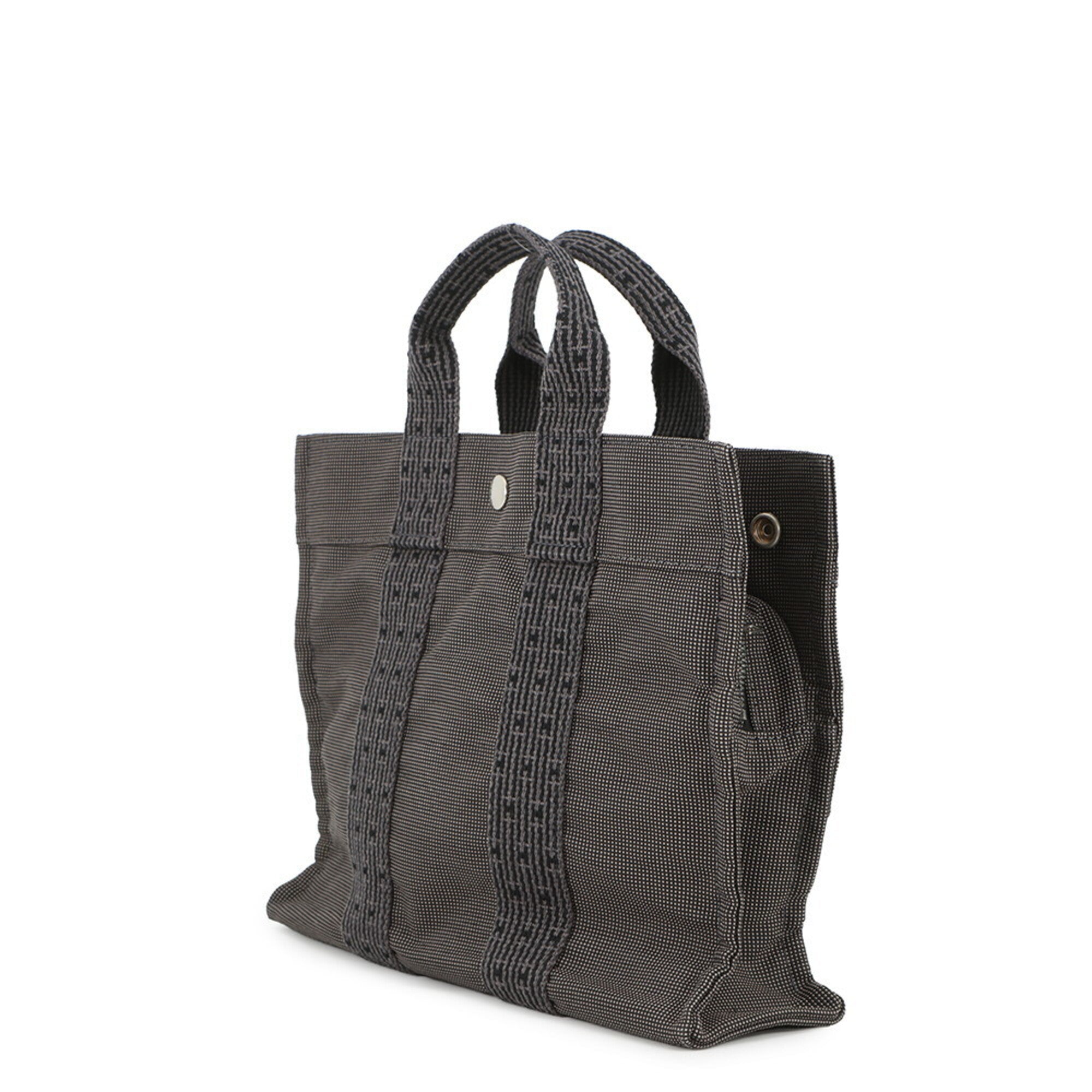 Hermes Gray Canvas Handbag Tote Bag (Pre-Owned)