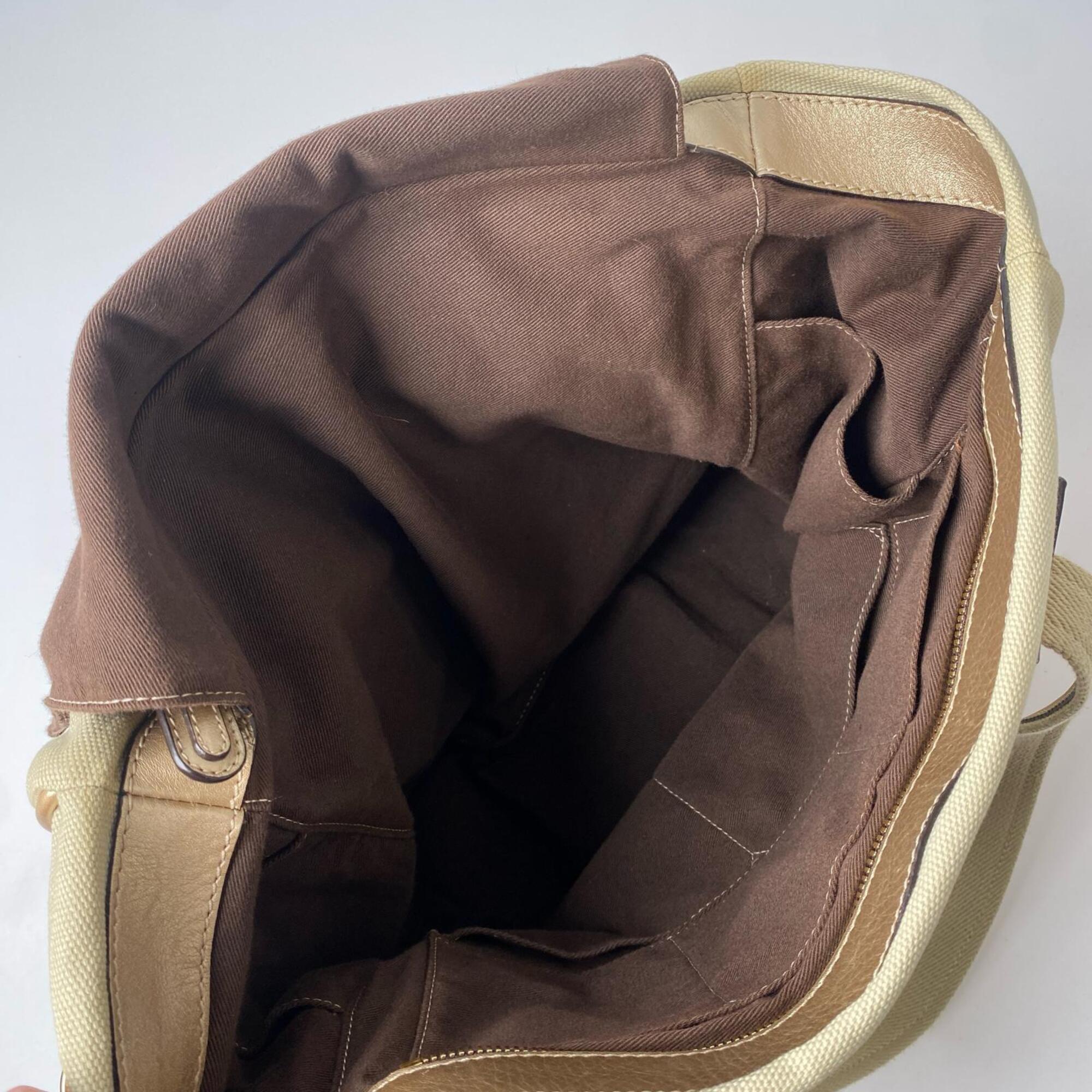 Loewe Beige Canvas Leather Shoulder Bag Tote Bag (Pre-Owned)