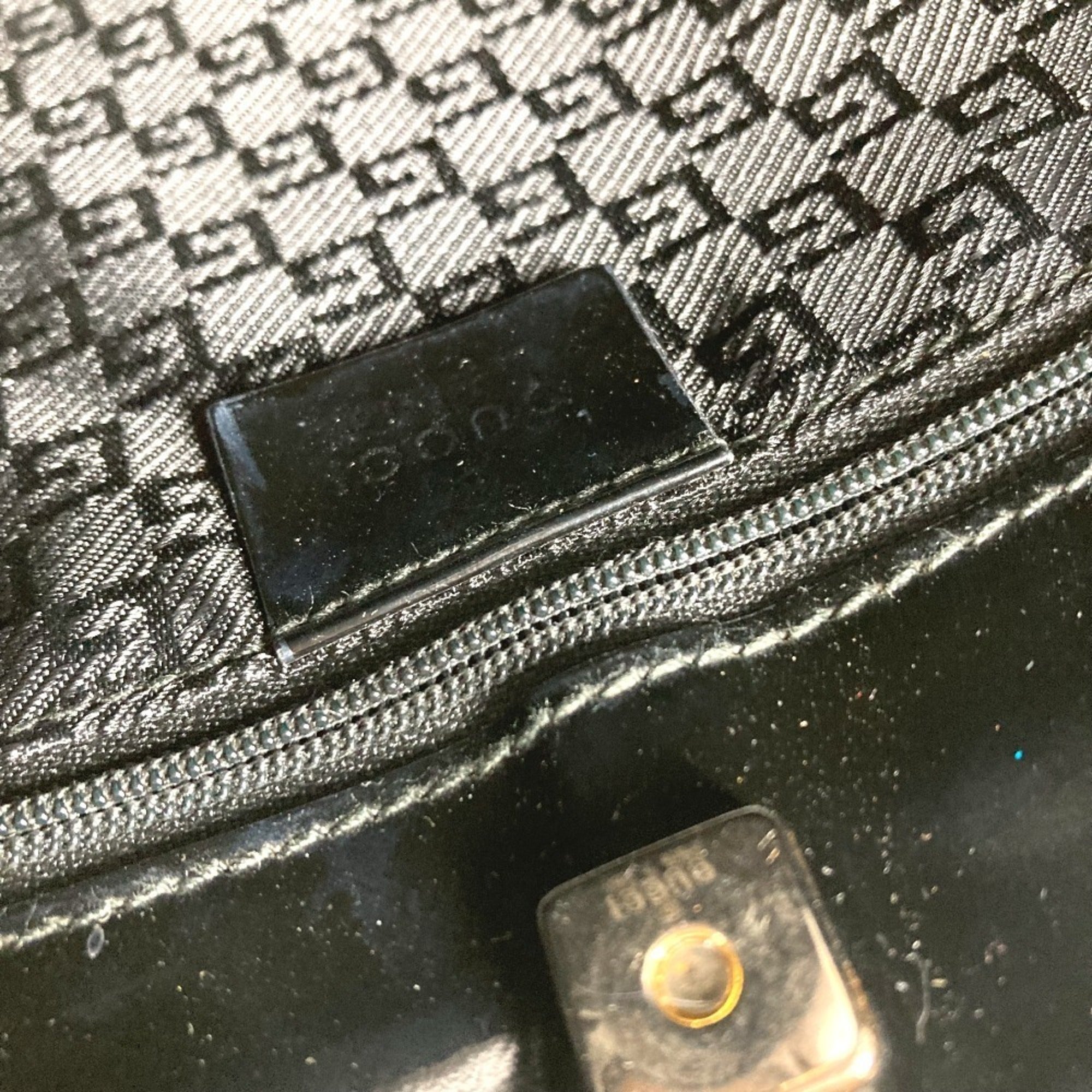 Gucci Black White Canvas Shoulder Bag Tote Bag (Pre-Owned)