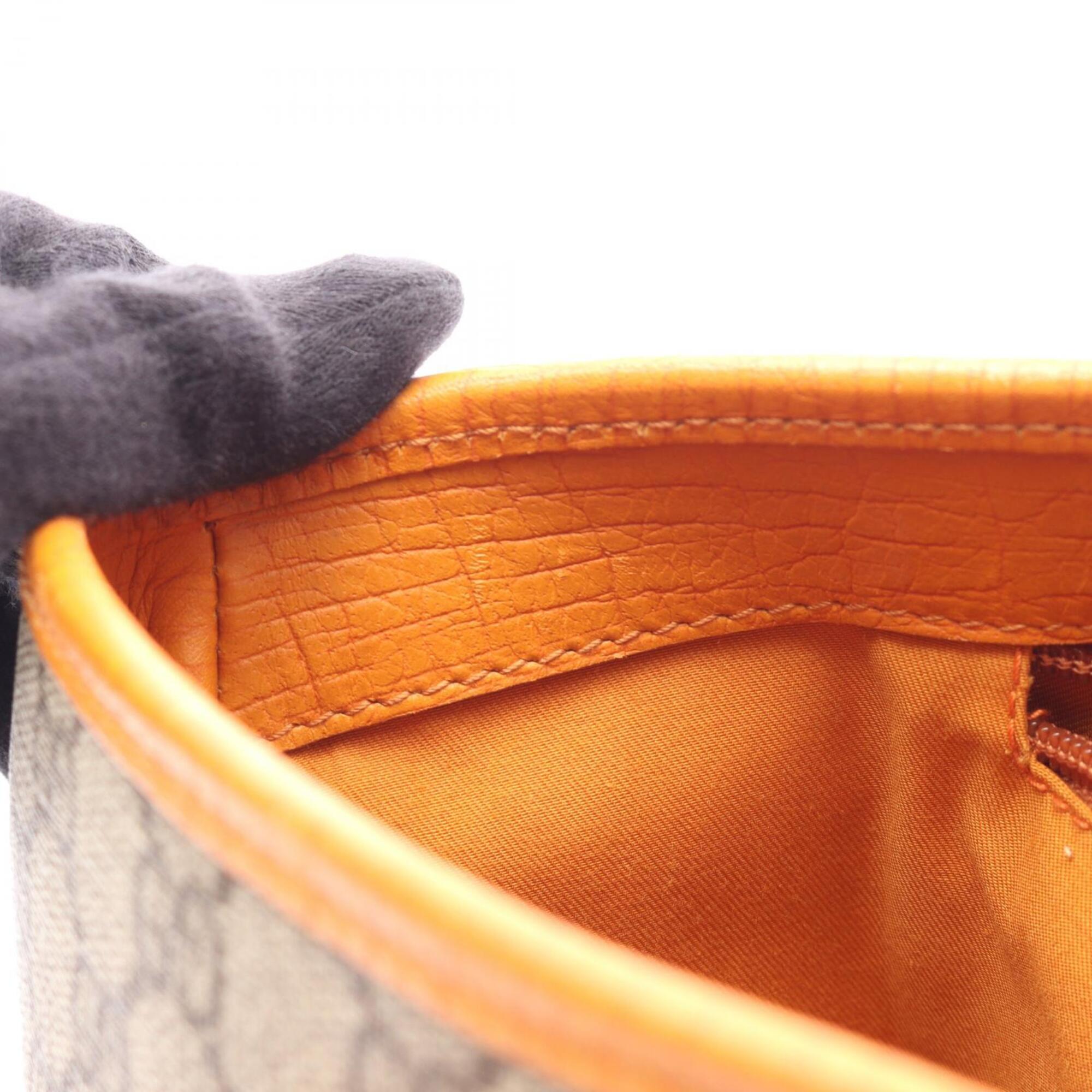 Gucci Beige Orange Pvc Coated Canvas Leather Tote Bag (Pre-Owned)