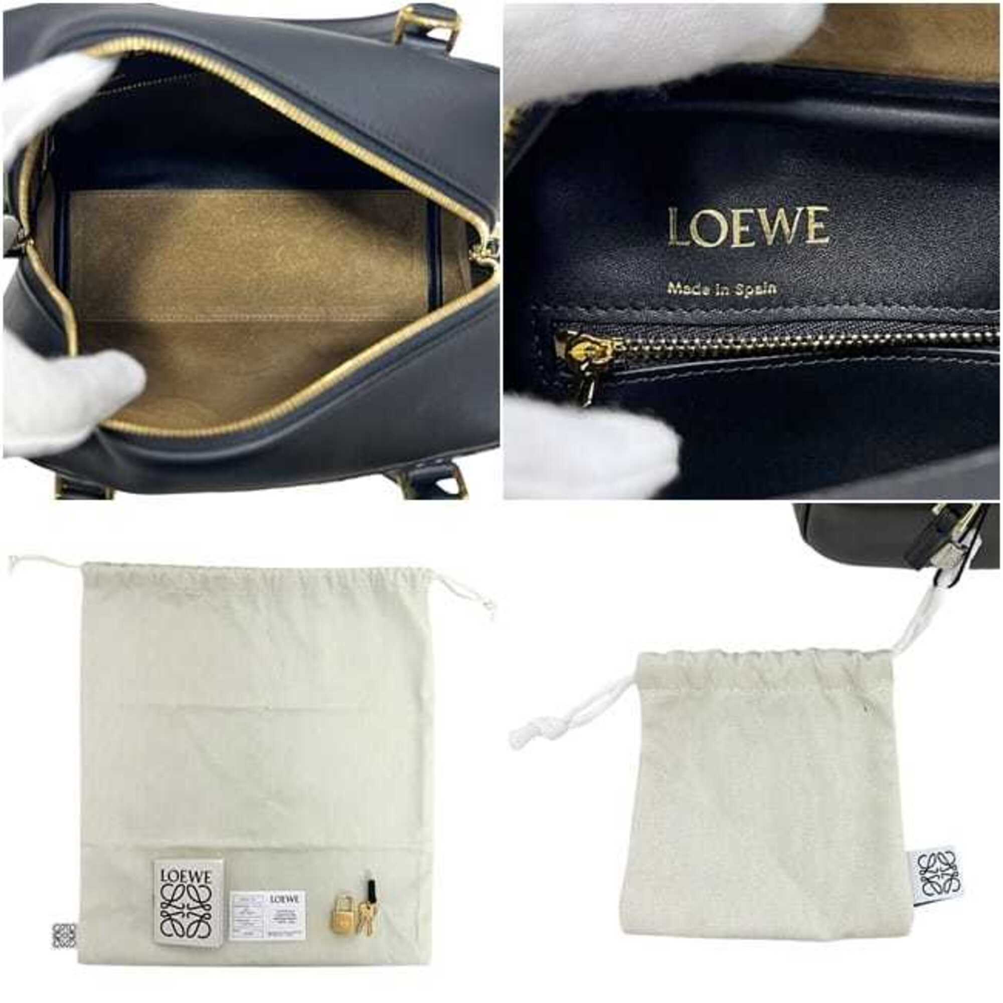 Loewe Black Navy Canvas Leather Handbag (Pre-Owned)