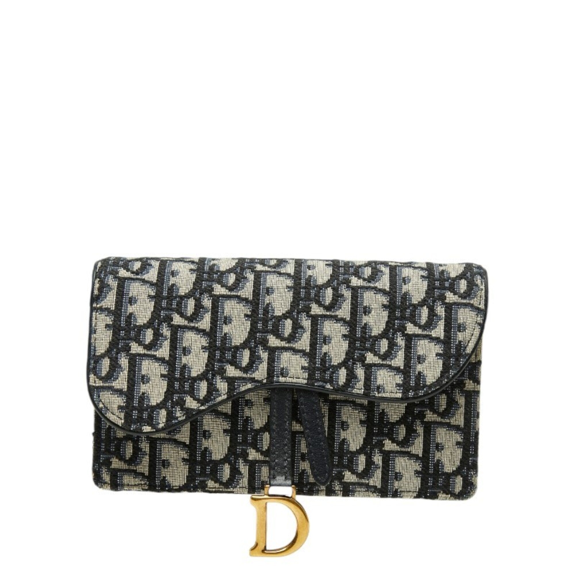 Christian Dior Beige Navy Canvas Leather Sling Bag (Pre-Owned)