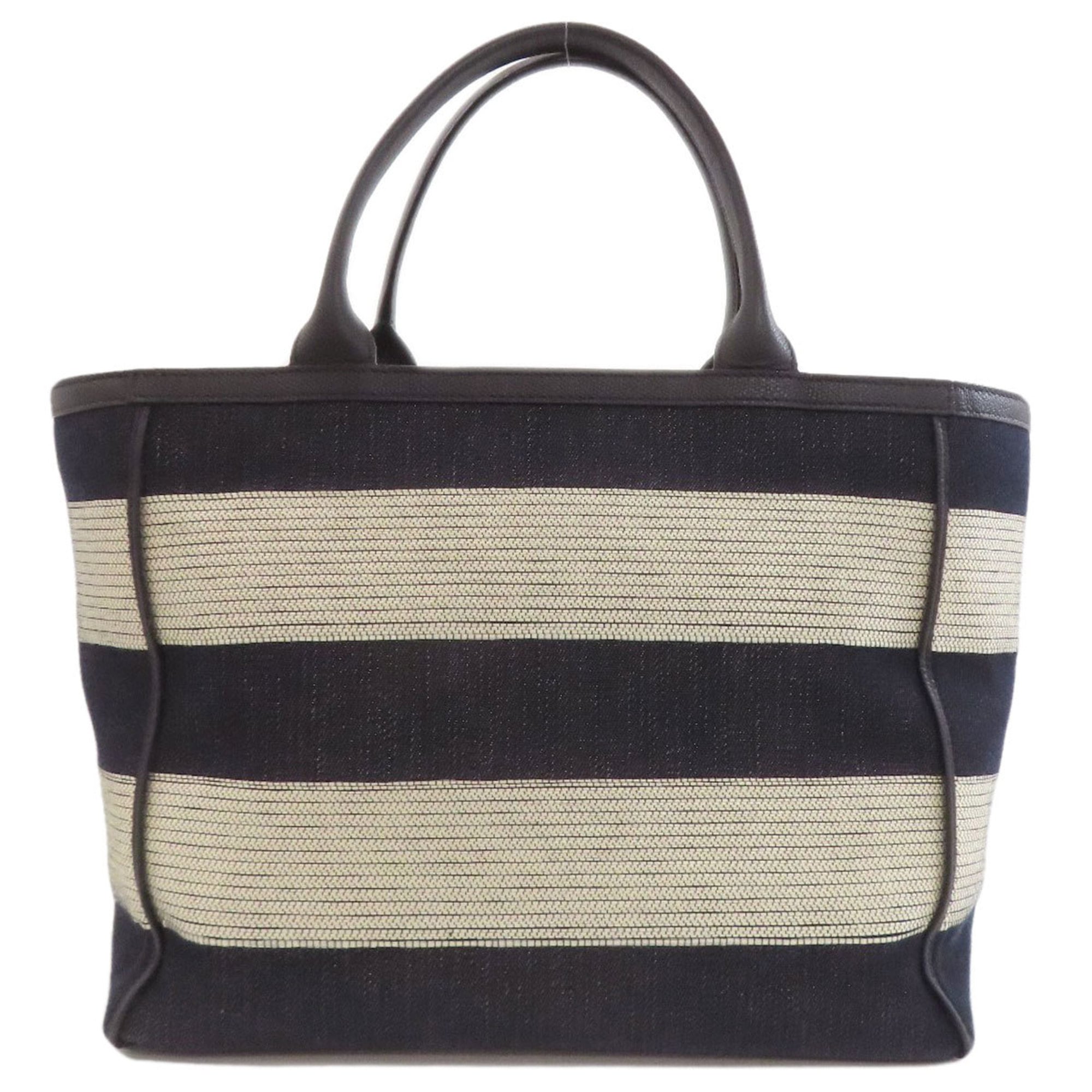 Valextra Black Navy White Canvas Tote Bag (Pre-Owned)