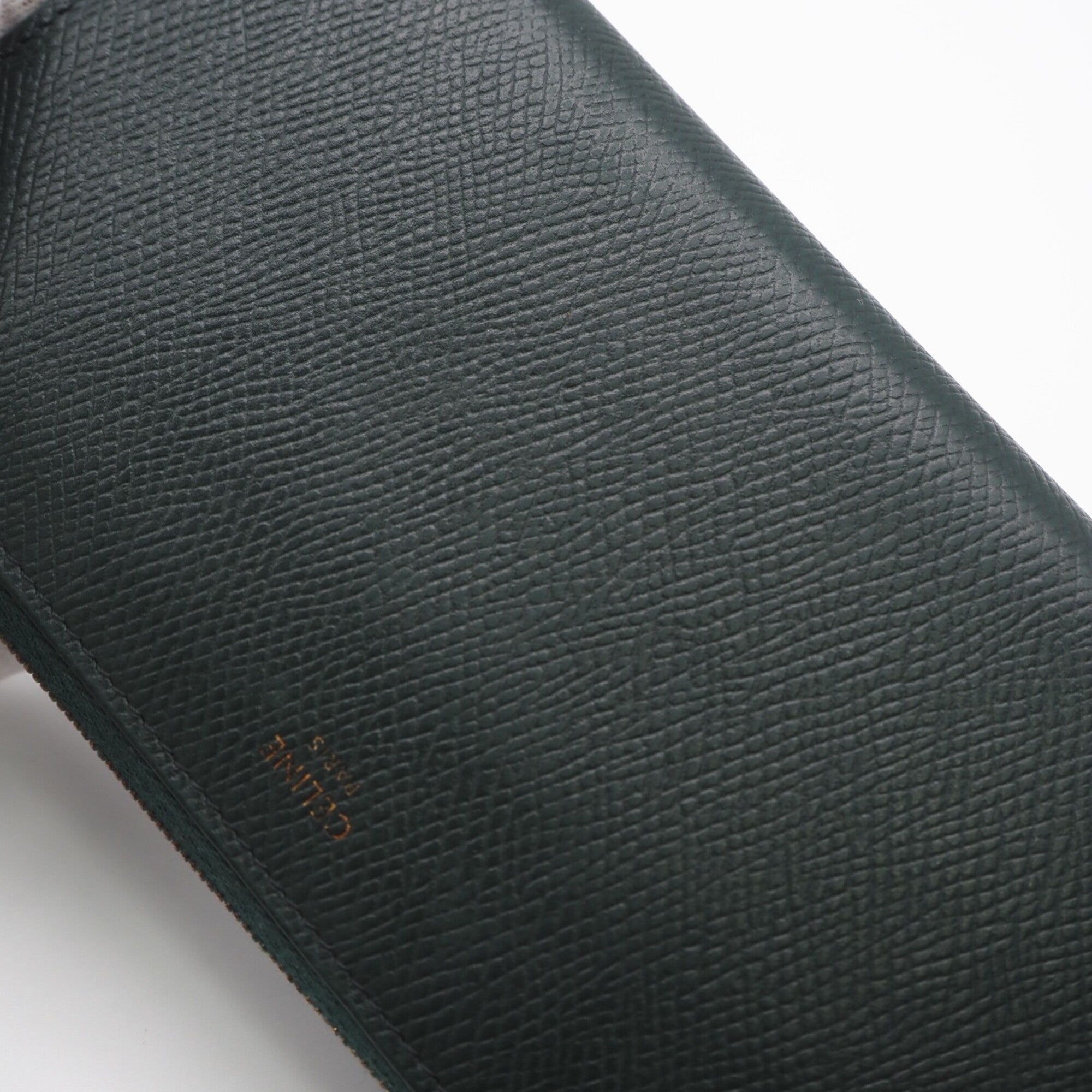 Celine Green Leather Long Wallet (Bi-Fold) (Pre-Owned)