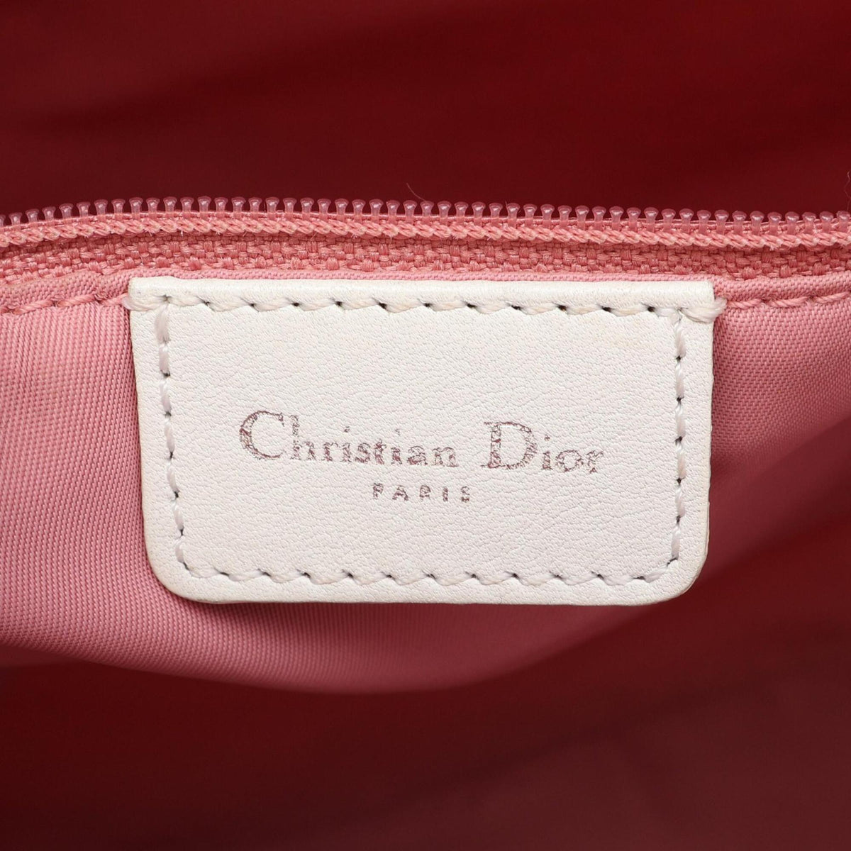 Christian Dior Pink White Canvas Leather Handbag Messenger Bag Shoulder Bag (Pre-Owned)
