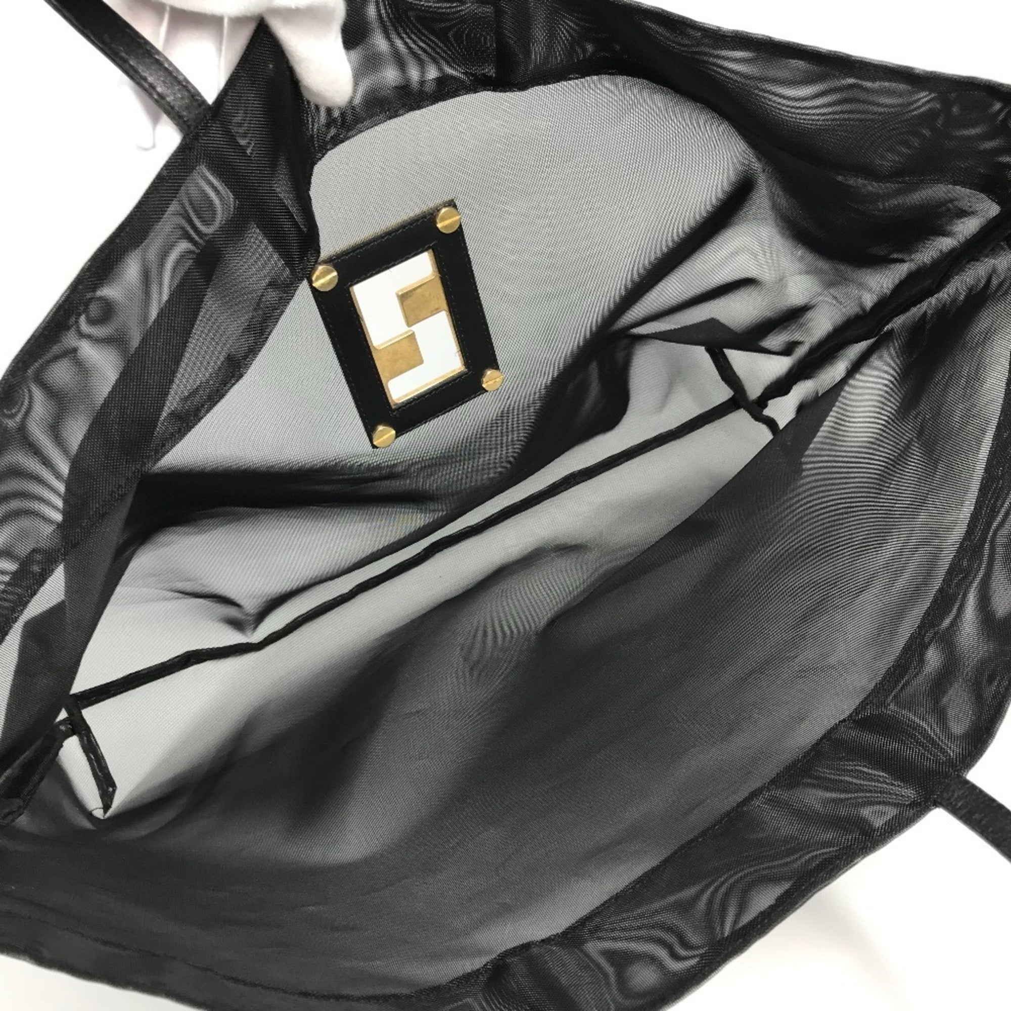 Fendi Black Nylon Mesh Beach Bag Tote Bag (Pre-Owned)