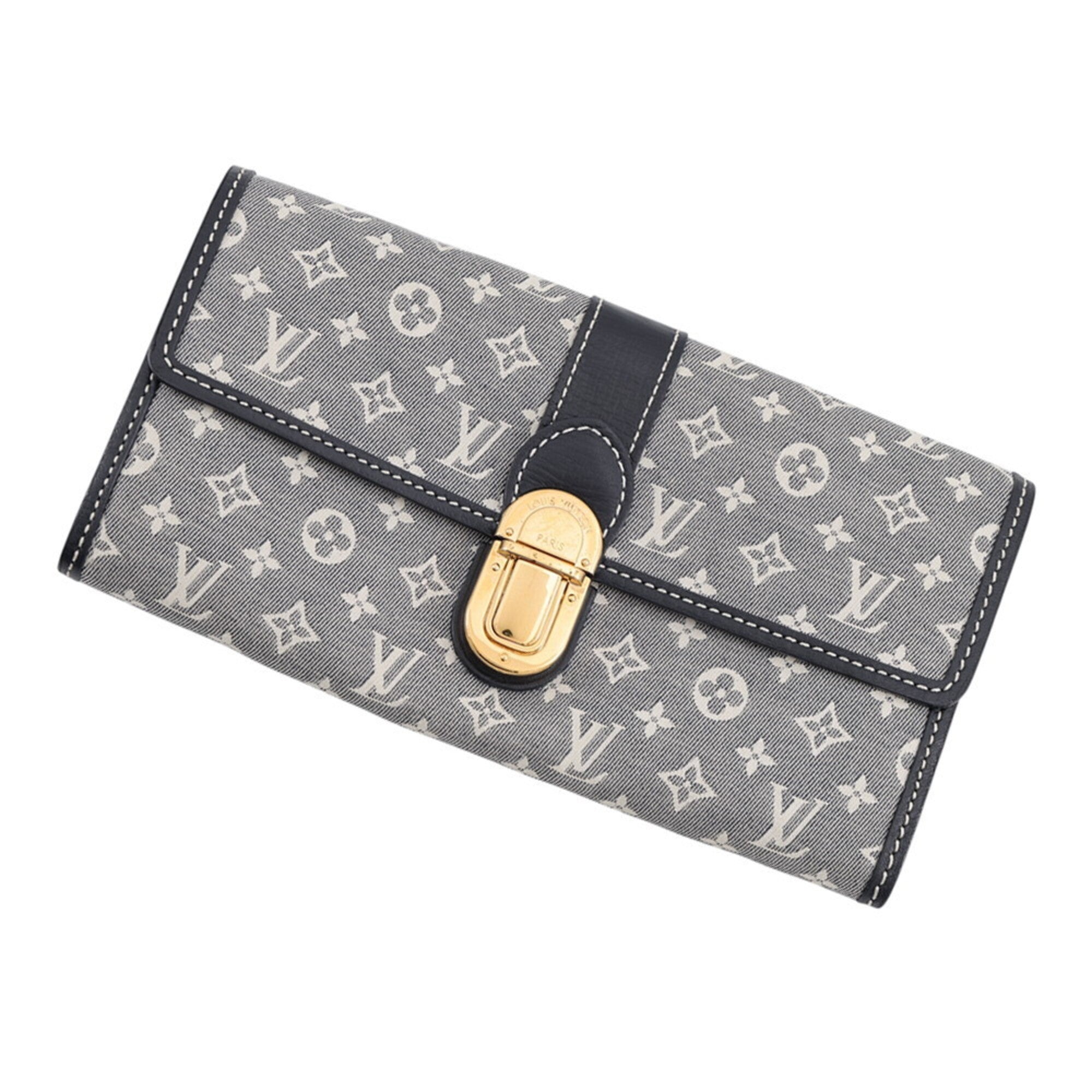 Louis Vuitton Monogram Idylle Gray Navy Monogram Idylle Long Wallet (Bi-Fold) (Pre-Owned)