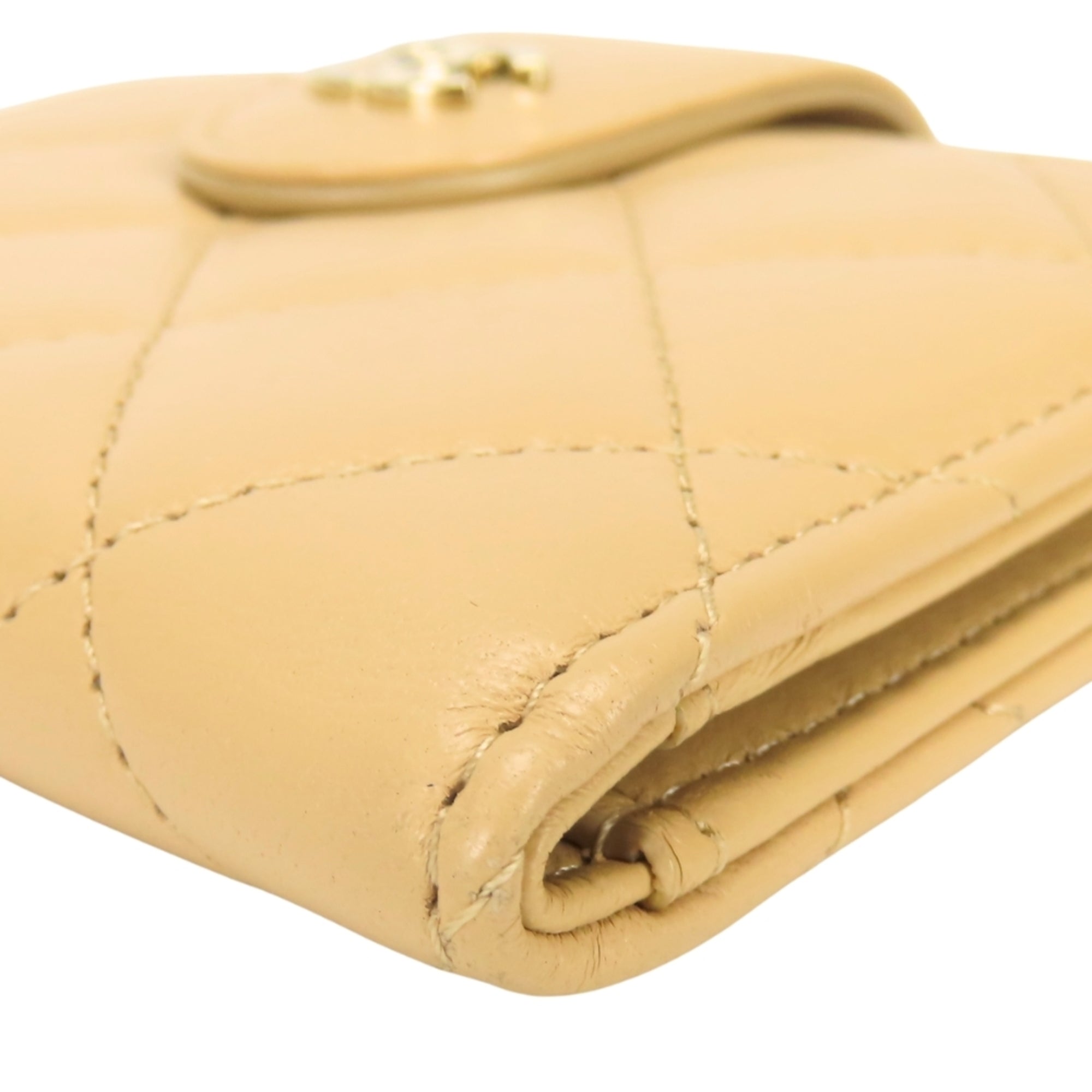Chanel Beige Leather Coin Purse/Coin Case (Pre-Owned)