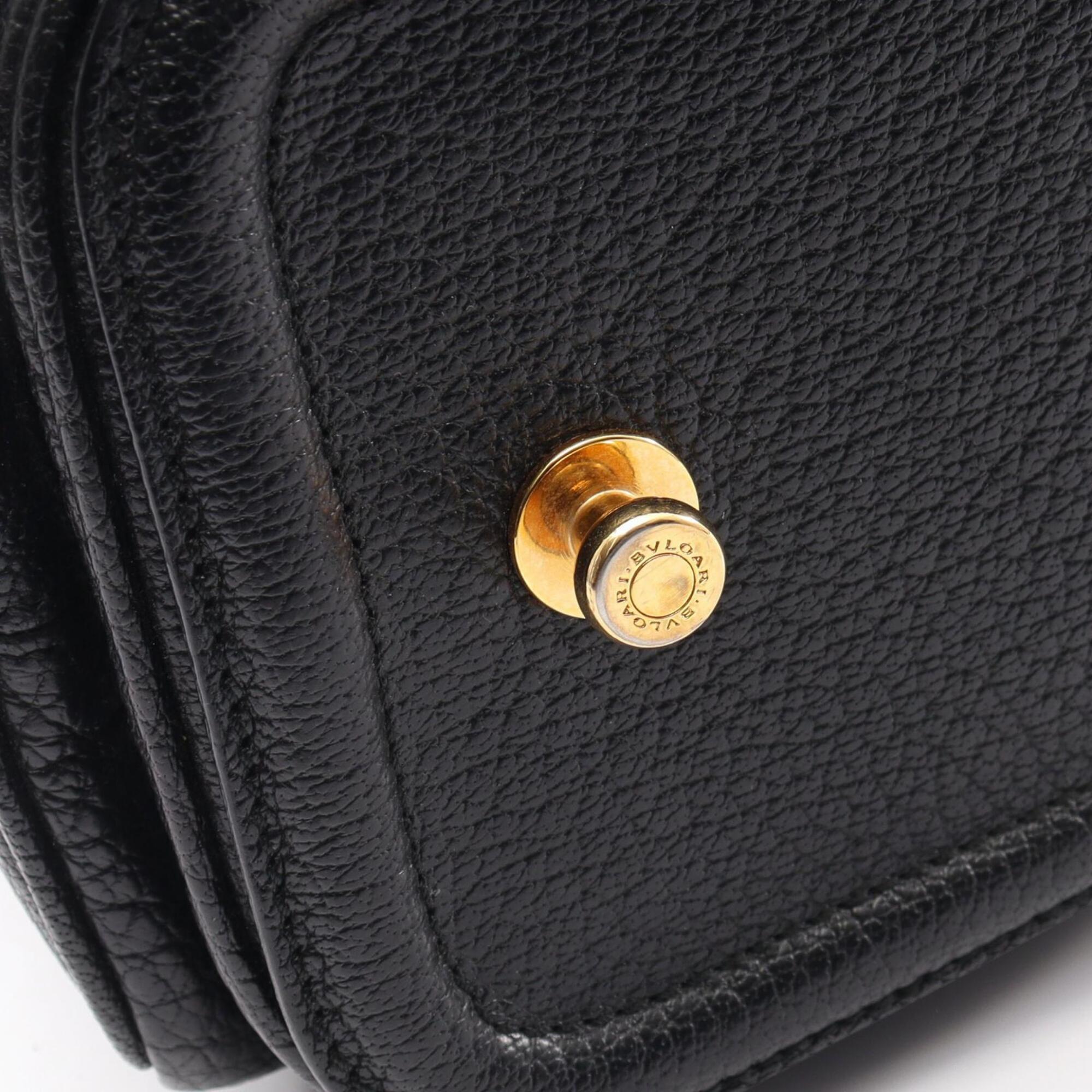 Bvlgari Black Leather Handbag Tote Bag (Pre-Owned)
