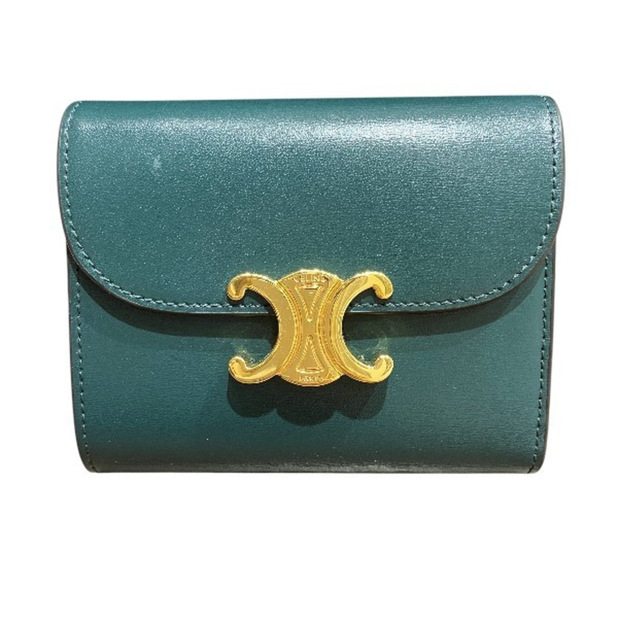 Celine Green Leather Wallet (Tri-Fold) (Pre-Owned)