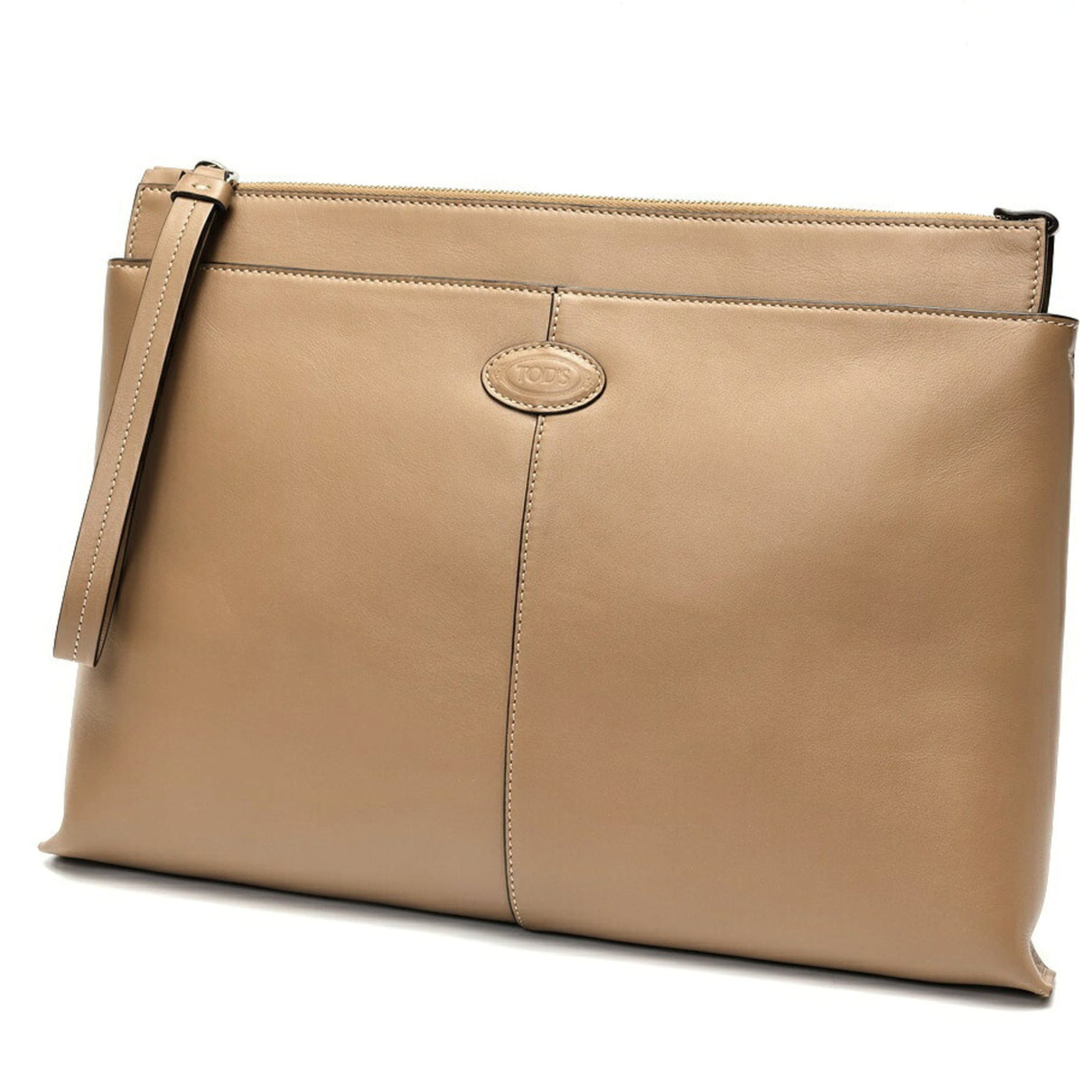 Tod's Beige Leather Clutch Bag Pouch (Pre-Owned)