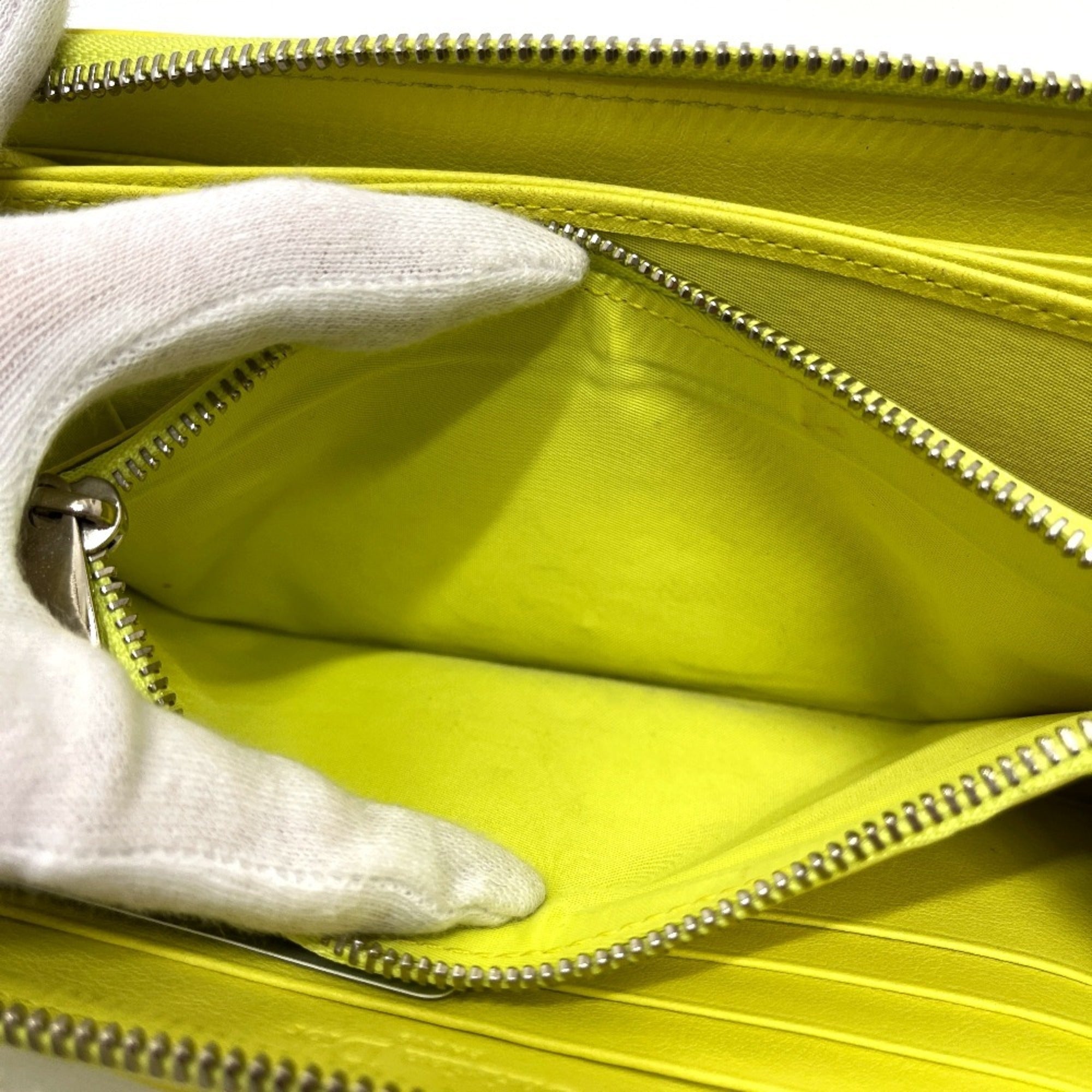 Christian Dior Yellow Leather Long Wallet (Bi-Fold) (Pre-Owned)