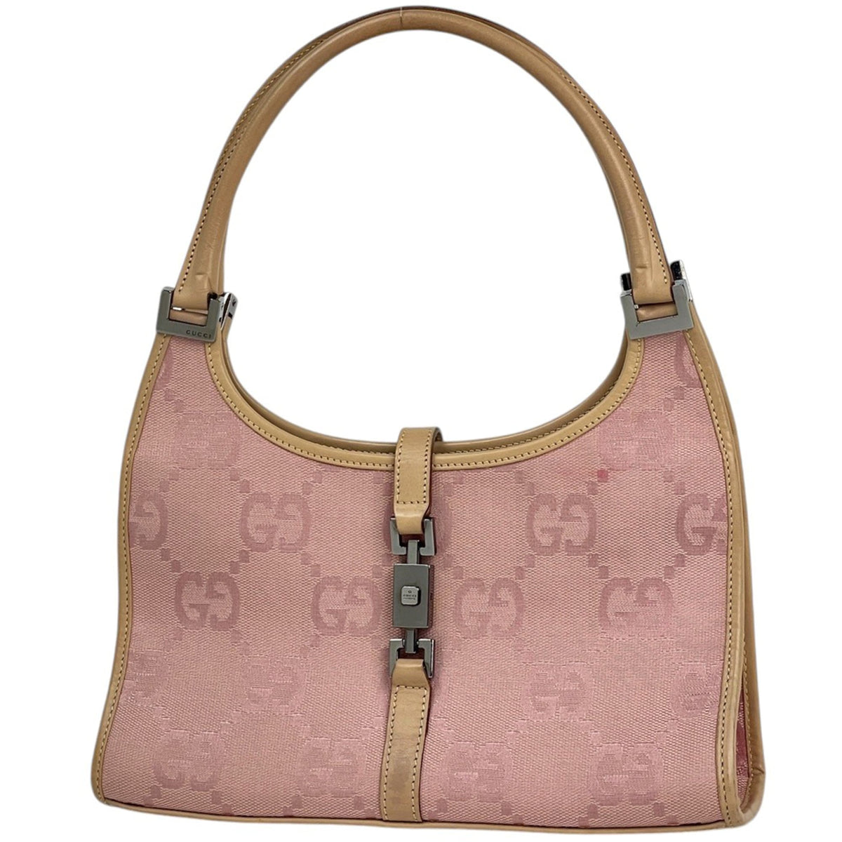 Gucci Jackie Pink Canvas Leather Handbag (Pre-Owned)