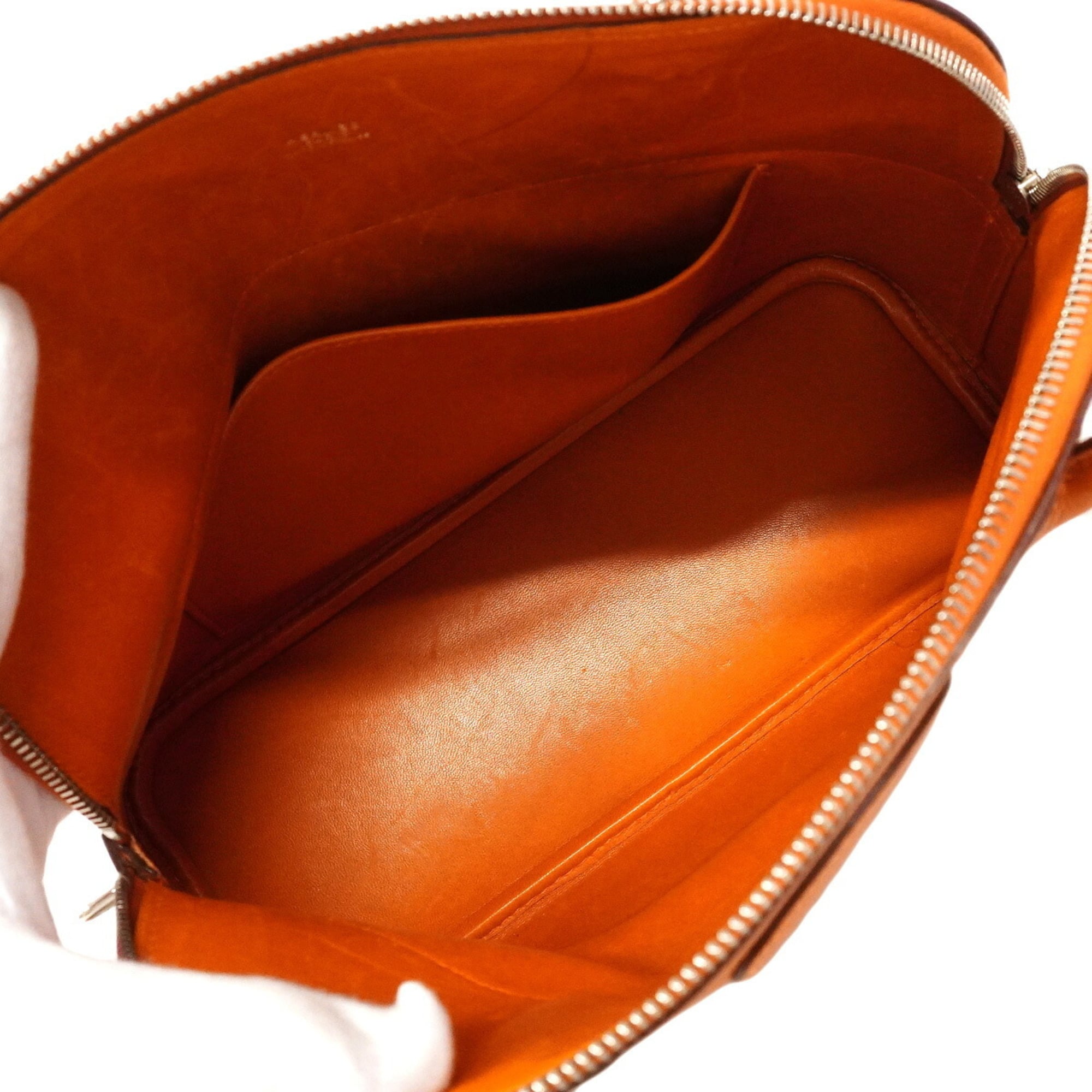 Hermes Orange Chevre Leather Handbag (Pre-Owned)