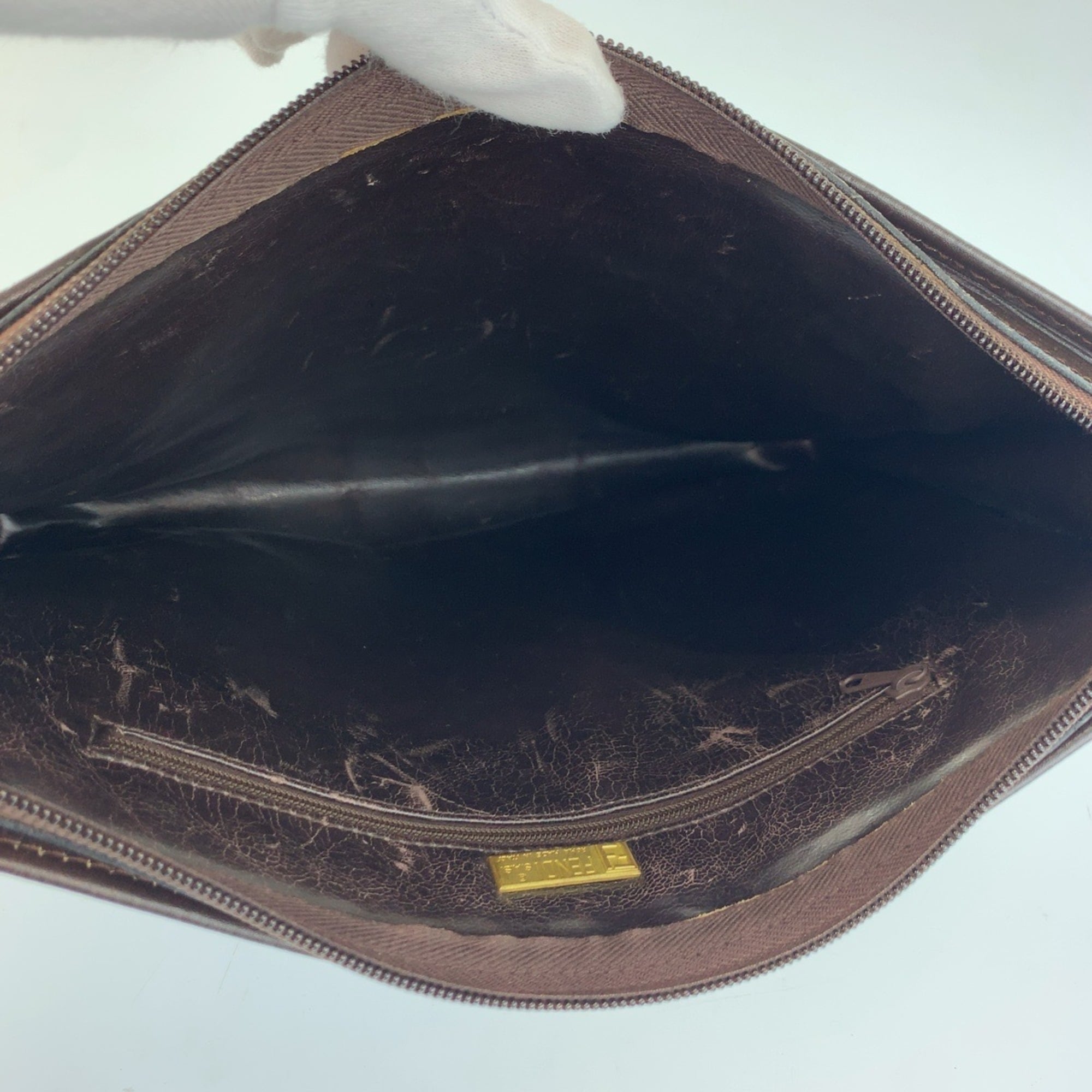 Fendi Brown Canvas Clutch Bag (Pre-Owned)