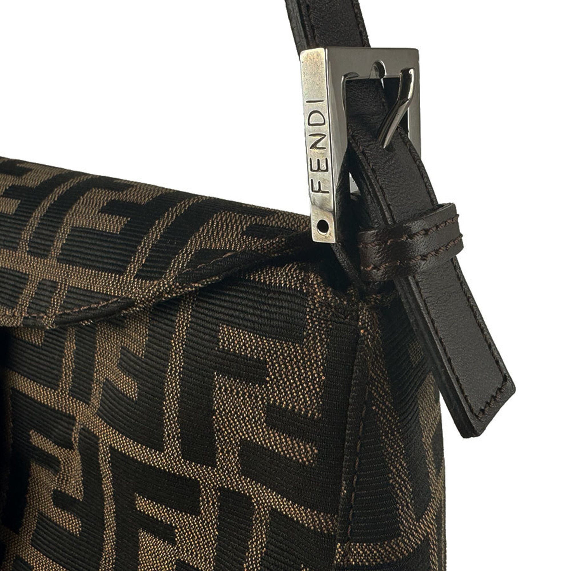 Fendi Brown Nylon Canvas Leather Handbag (Pre-Owned)
