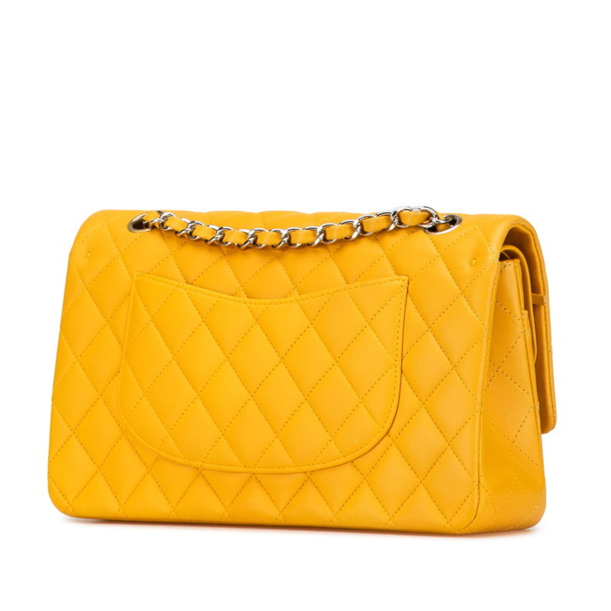 Chanel Silver Yellow Leather Shoulder Bag (Pre-Owned)