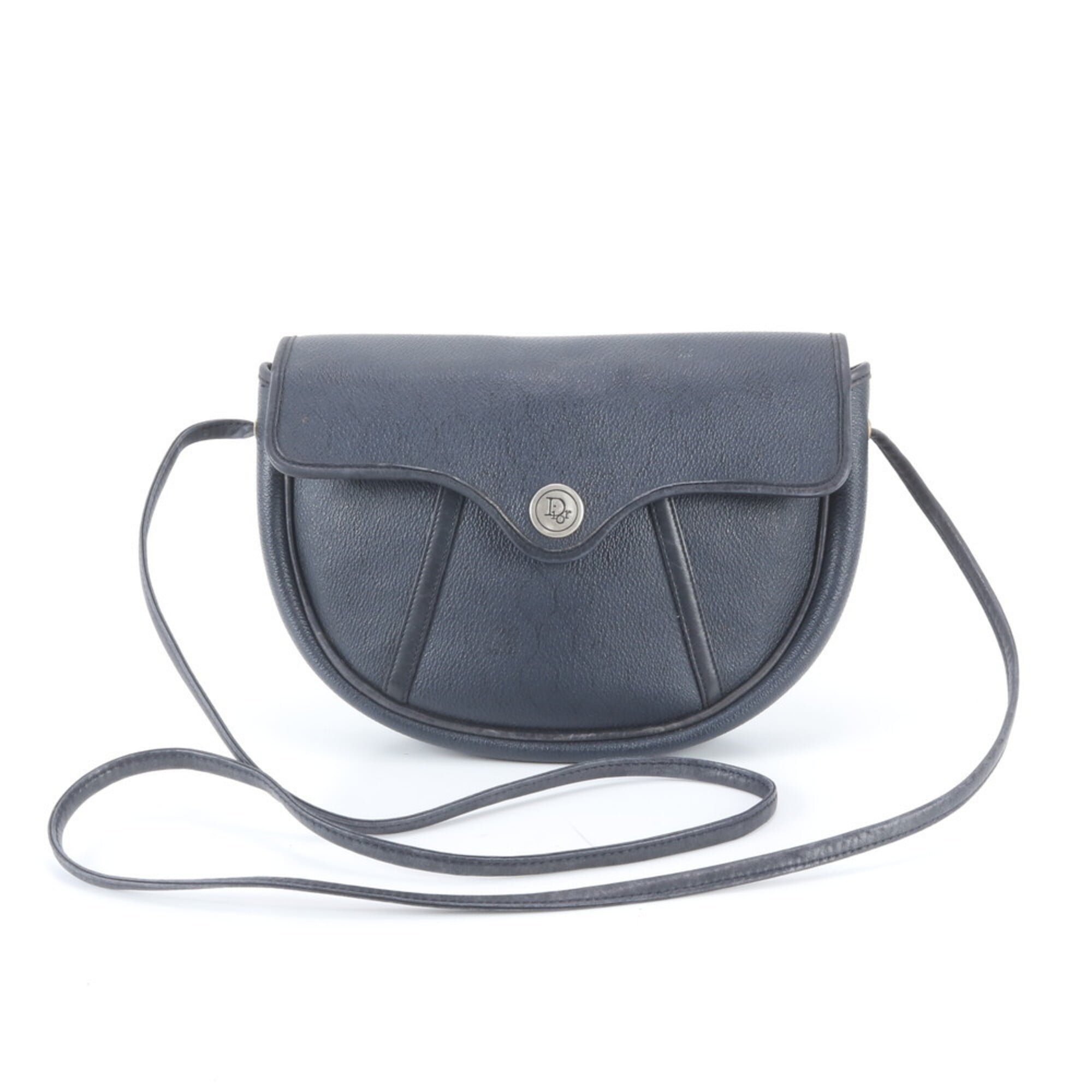 Christian Dior Navy Leather Handbag Shoulder Bag Tote Bag (Pre-Owned)