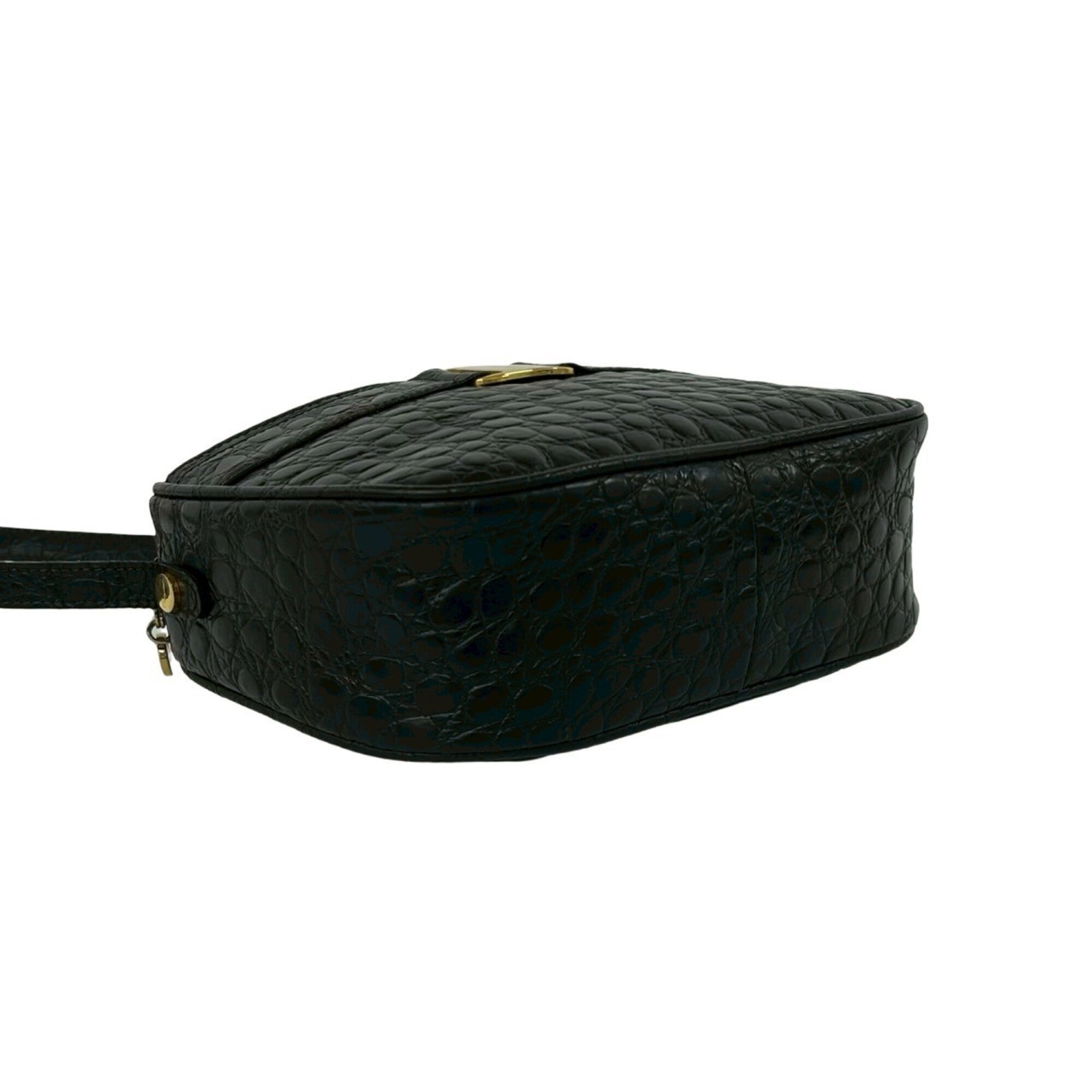 Salvatore Ferragamo Black Leather Pochette Shoulder Bag (Pre-Owned)