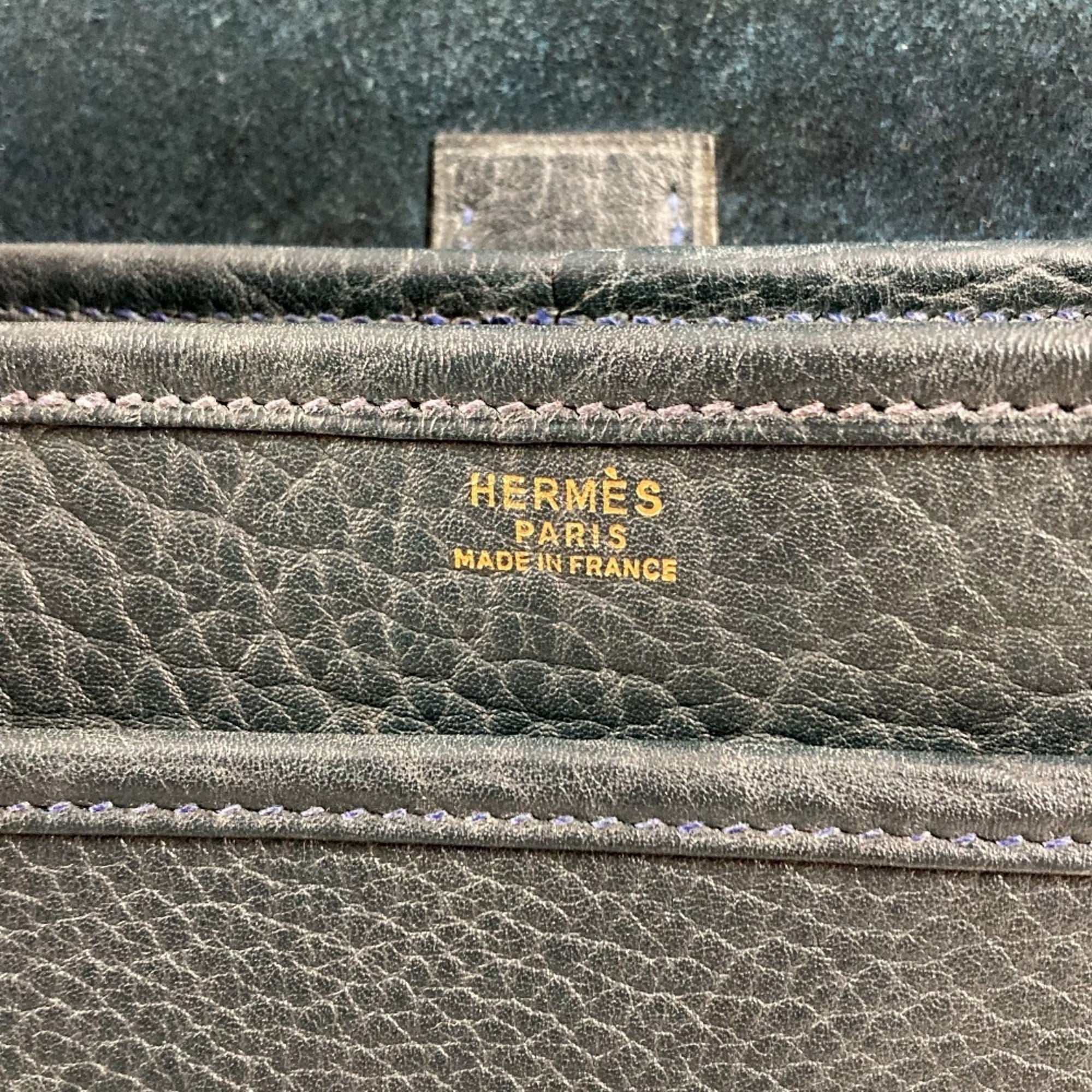Hermes Navy Leather Shoulder Bag (Pre-Owned)