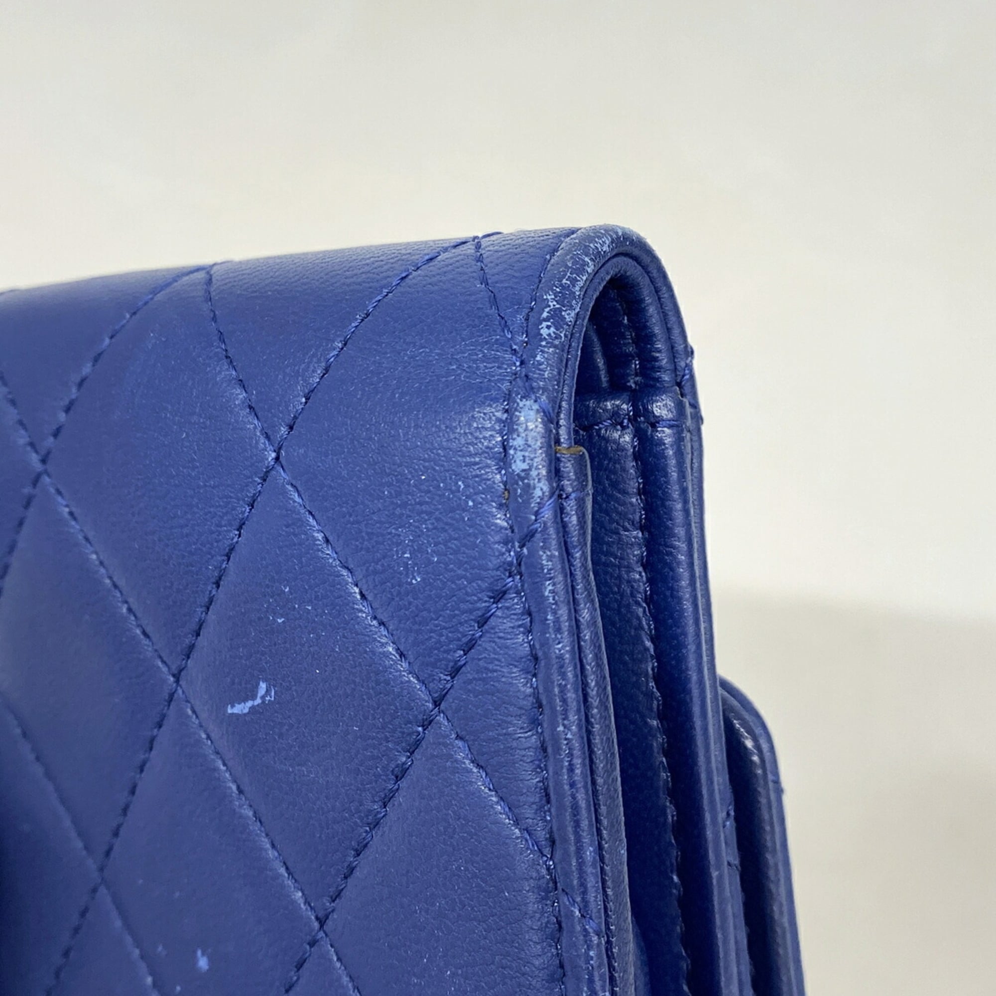 Chanel Blue Leather Wallet (Tri-Fold) (Pre-Owned)