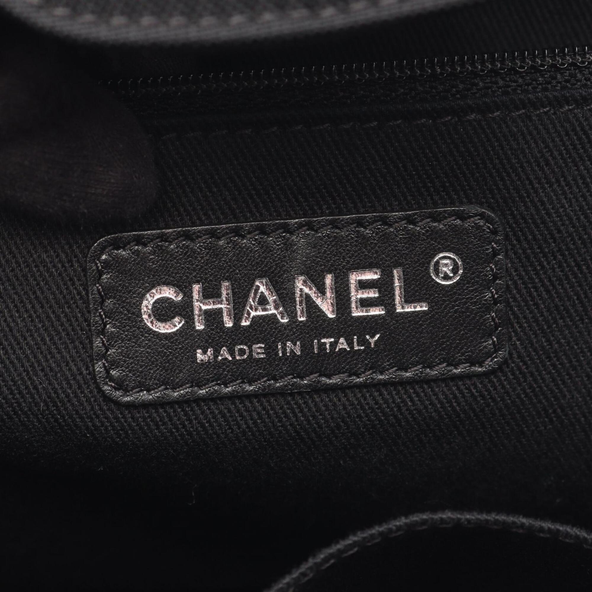 Chanel Black Blue Nylon Leather Handbag (Pre-Owned)