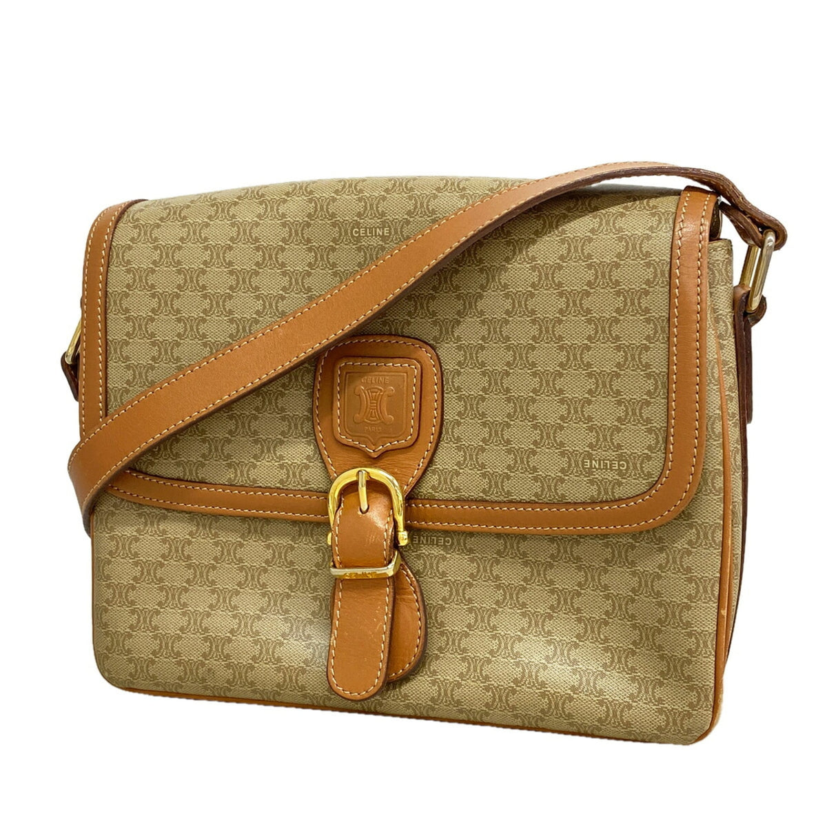 Celine Beige Brown Pvc Shoulder Bag (Pre-Owned)