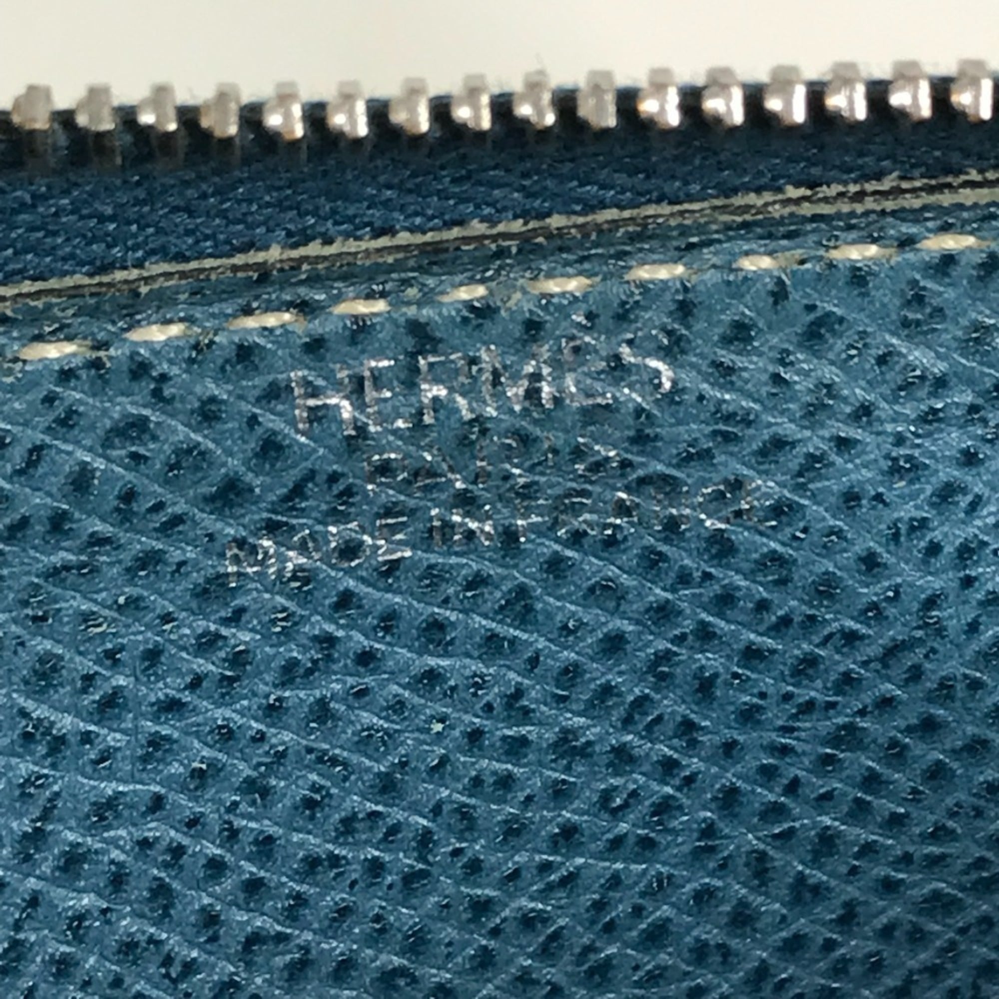 Hermes Blue Epsom Leather Clutch Bag Pouch (Pre-Owned)