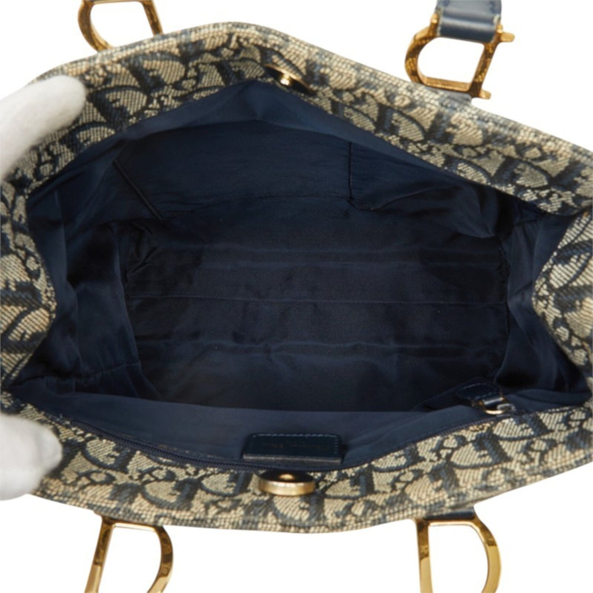 Christian Dior Navy Canvas Leather Handbag (Pre-Owned)