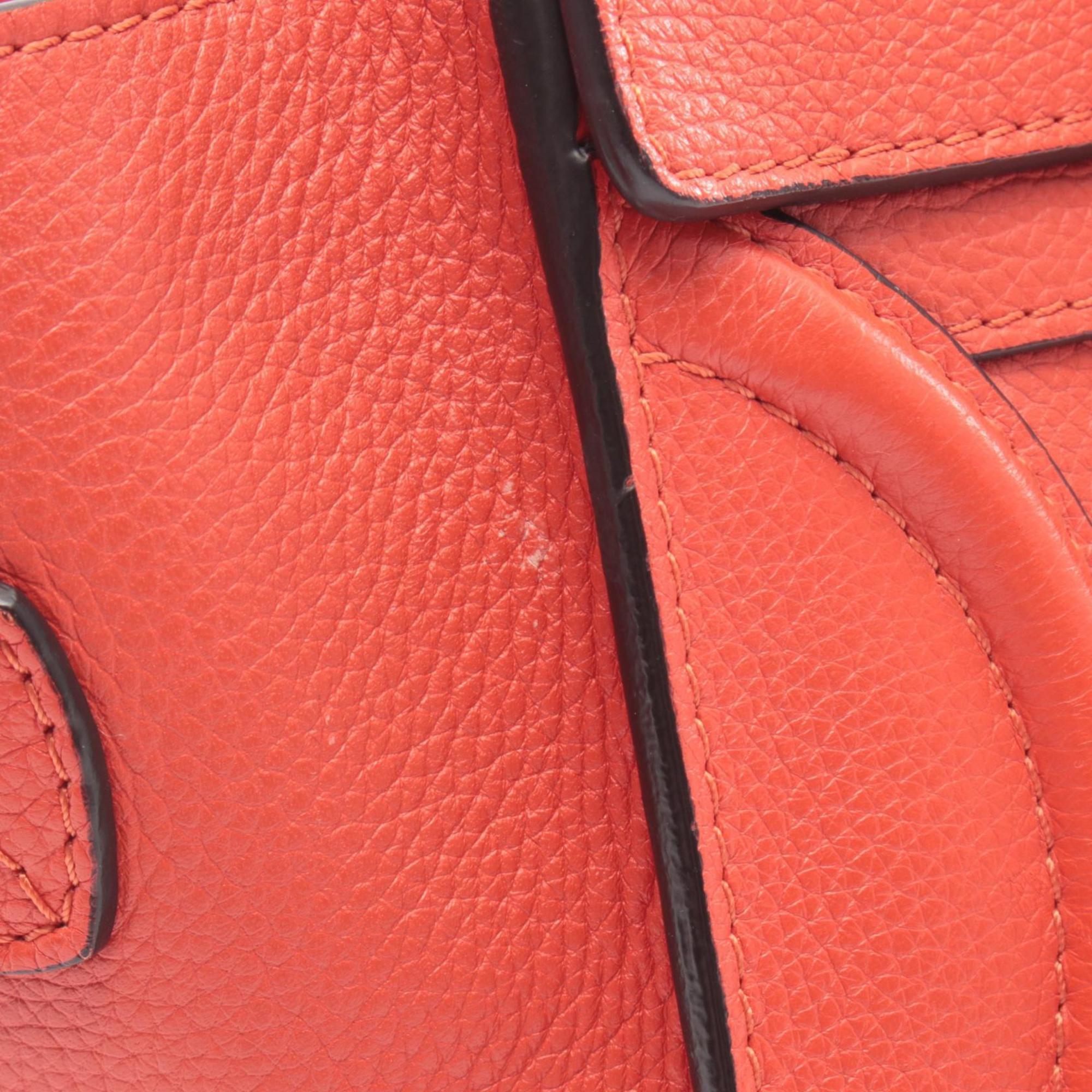 Celine Red Color Leather Handbag Tote Bag (Pre-Owned)