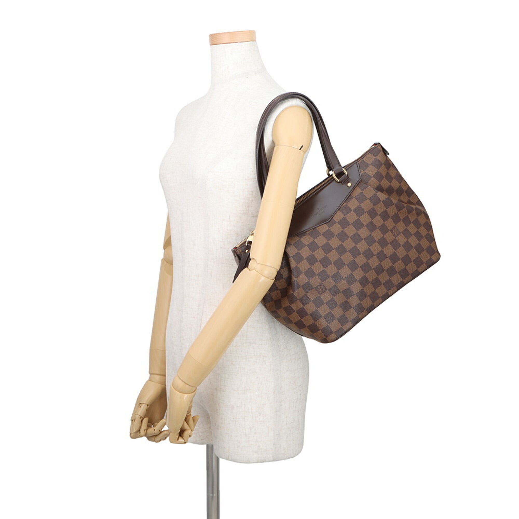Louis Vuitton Damier Damier Canvas Ebene Red Color Damier Canvas Handbag Shoulder Bag (Pre-Owned)
