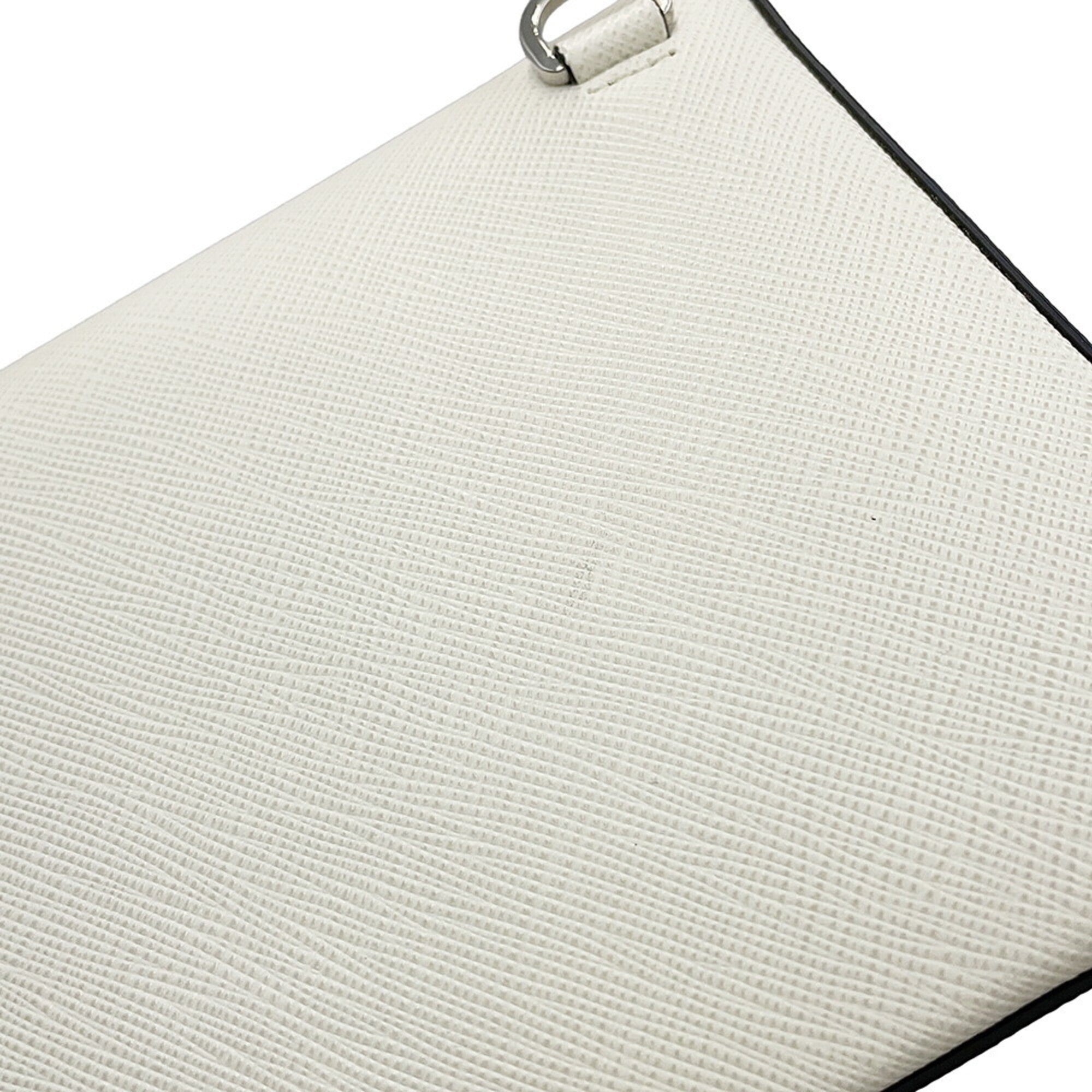 Prada Saffiano White Leather Handbag Shoulder Bag (Pre-Owned)