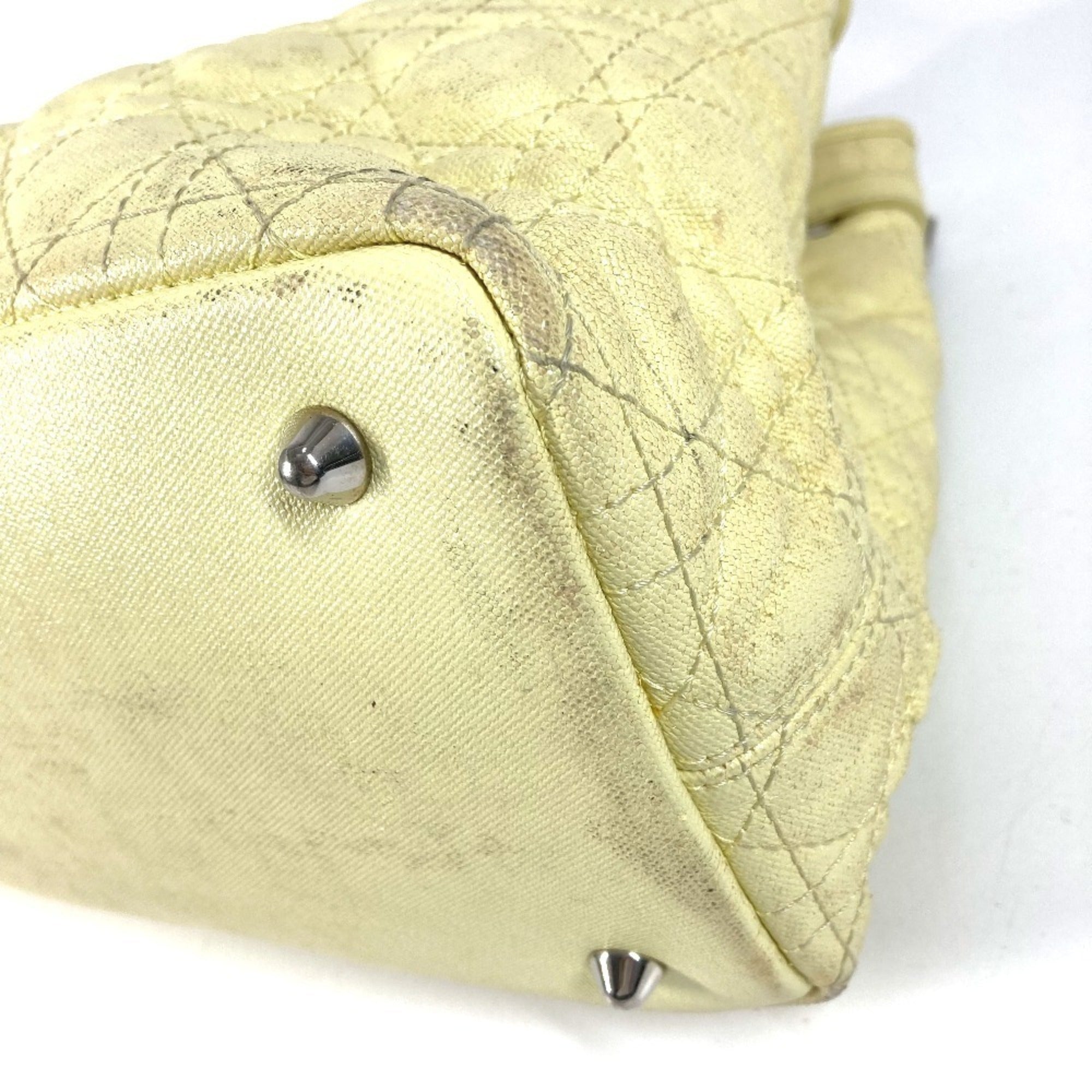 Christian Dior Yellow Leather Coated Canvas Shoulder Bag Tote Bag (Pre-Owned)