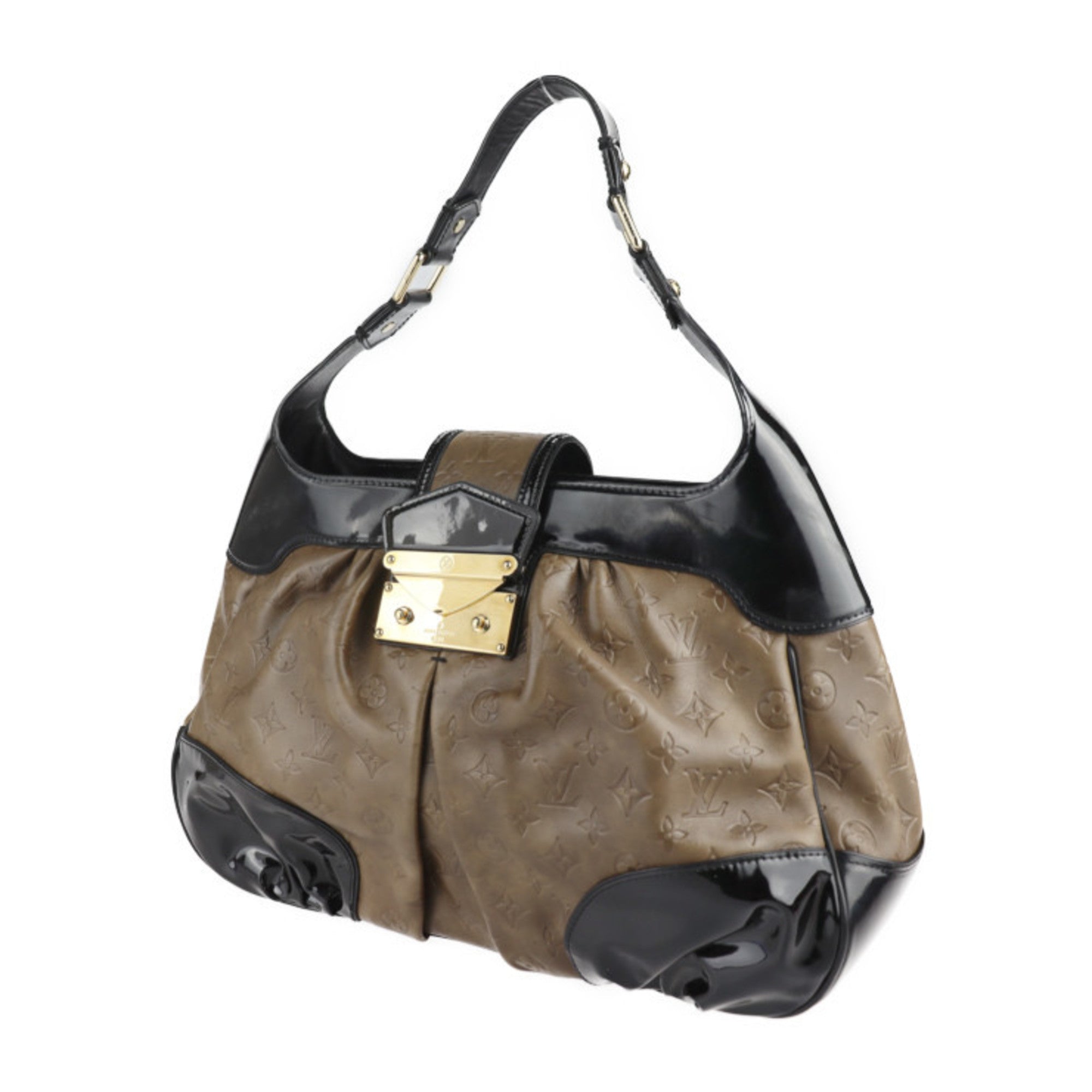 Louis Vuitton Black Brown Leather Handbag (Pre-Owned)
