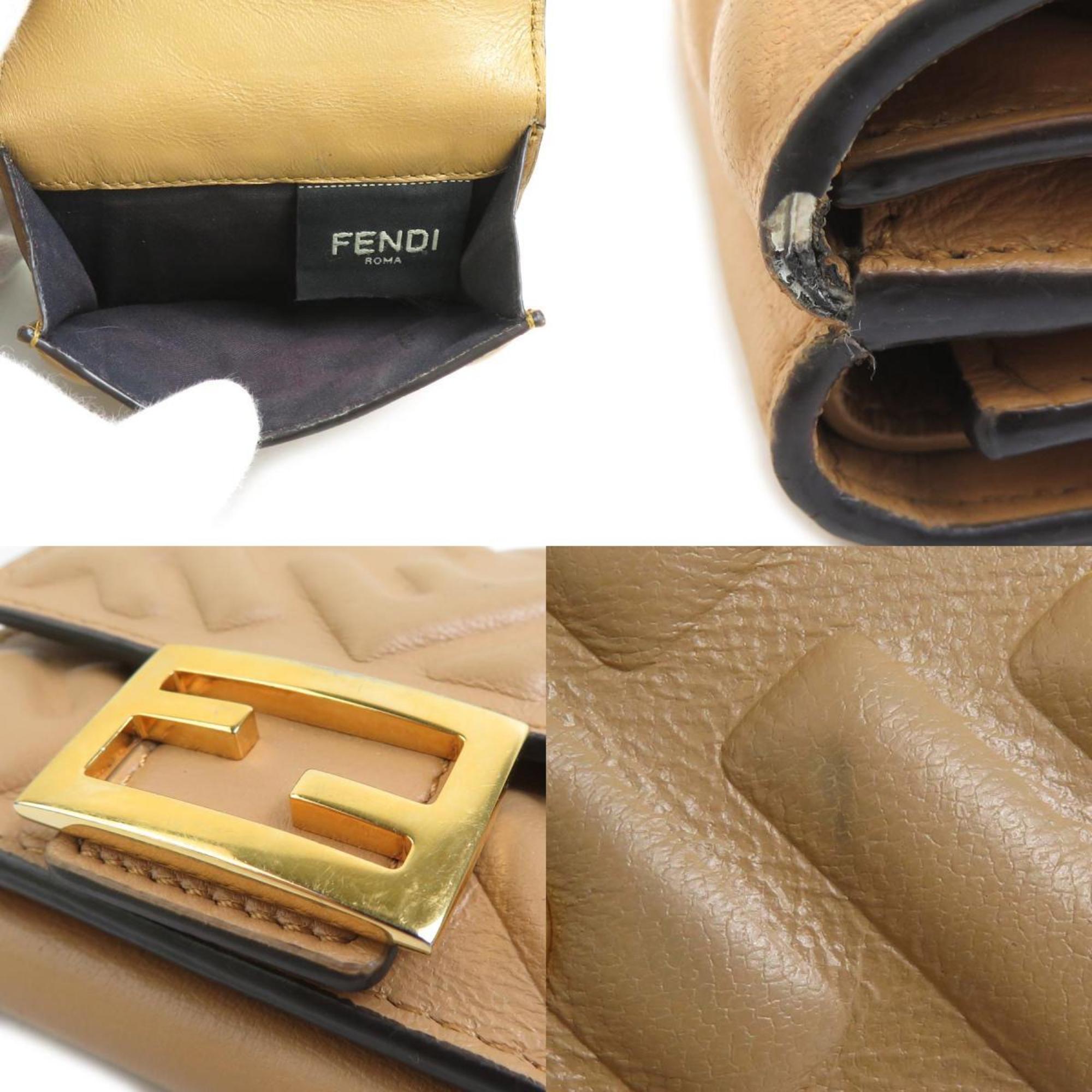 Fendi Beige Leather Wallet (Tri-Fold) (Pre-Owned)