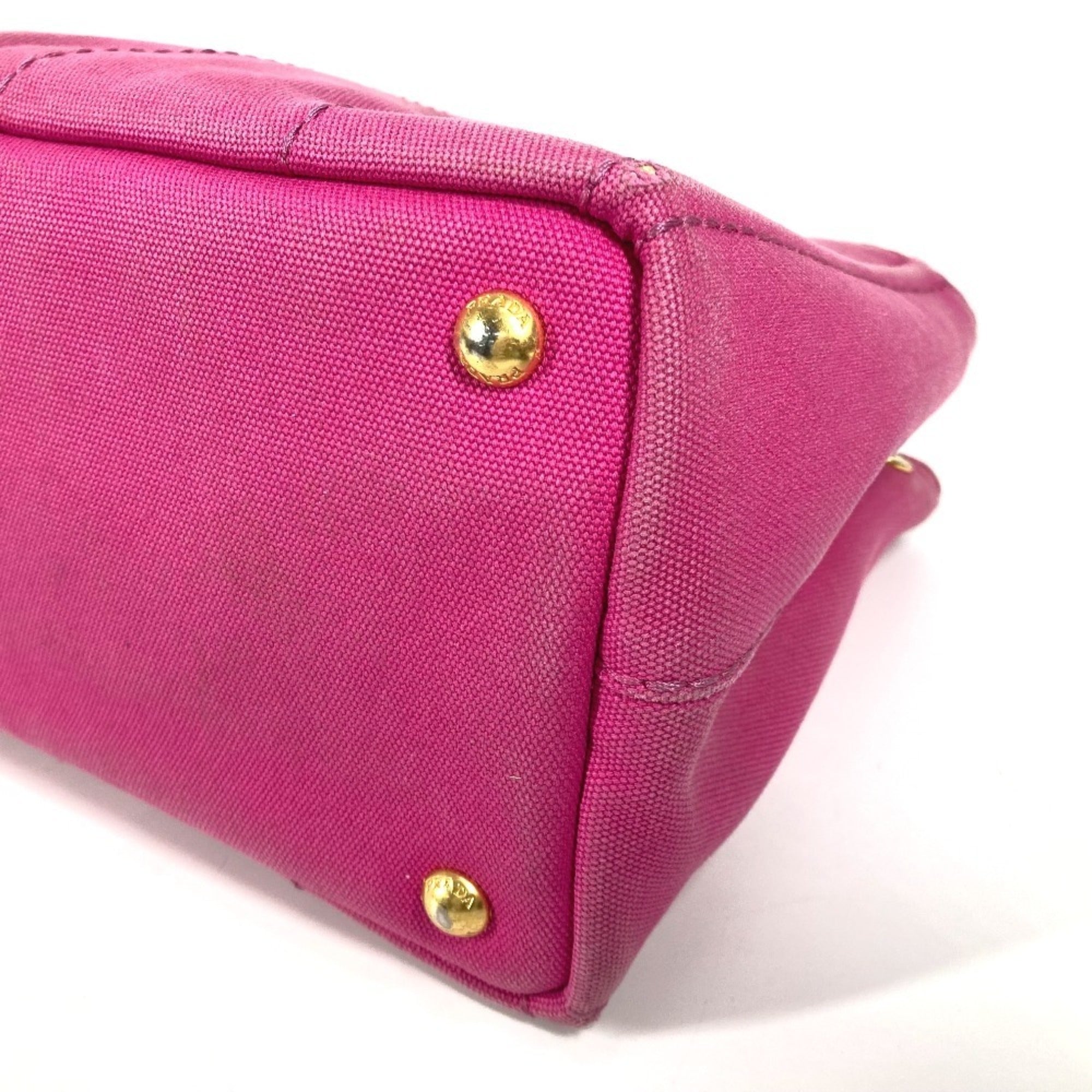 Prada Pink White Canvas Handbag Tote Bag (Pre-Owned)