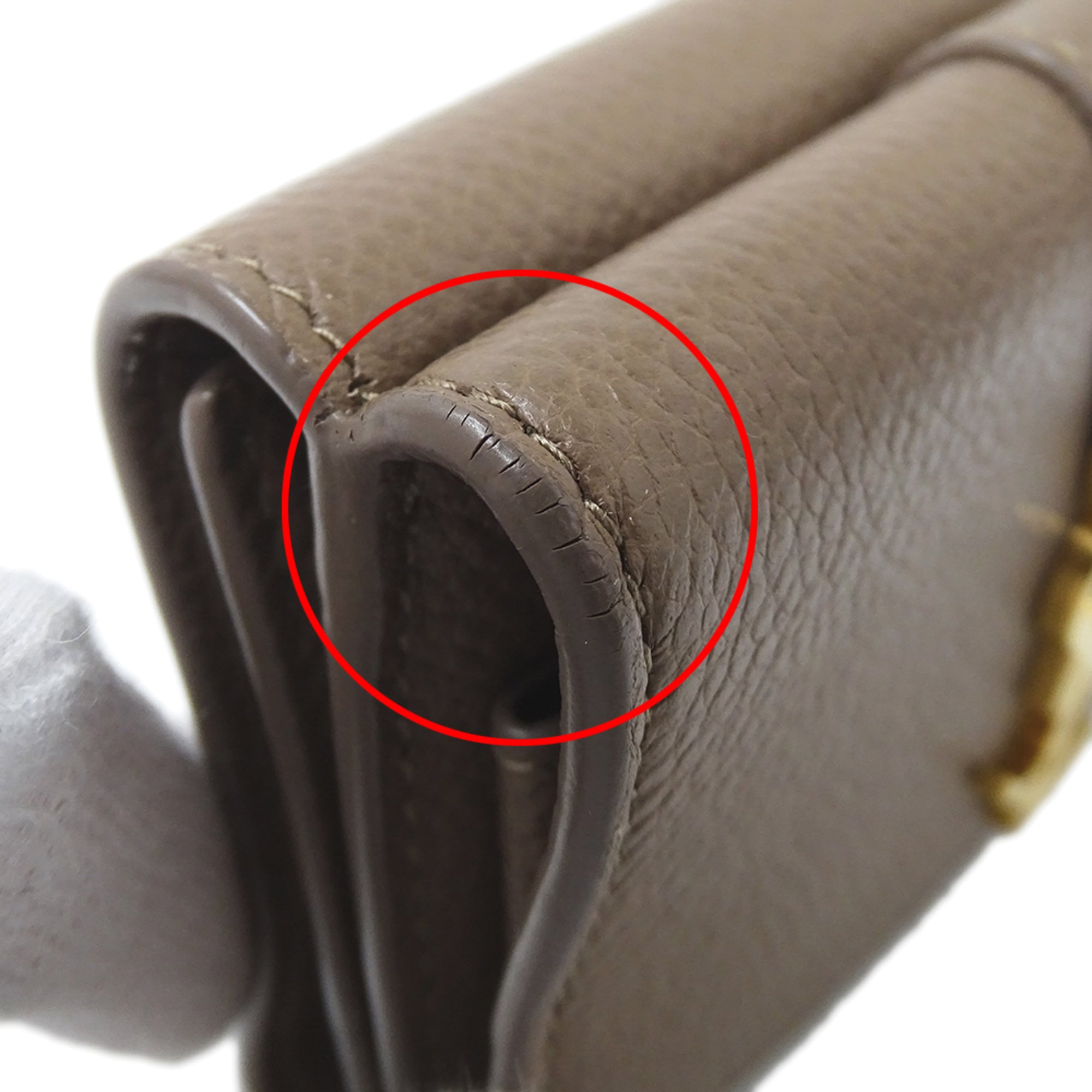 Saint Laurent Beige Brown Leather Wallet (Tri-Fold) (Pre-Owned)