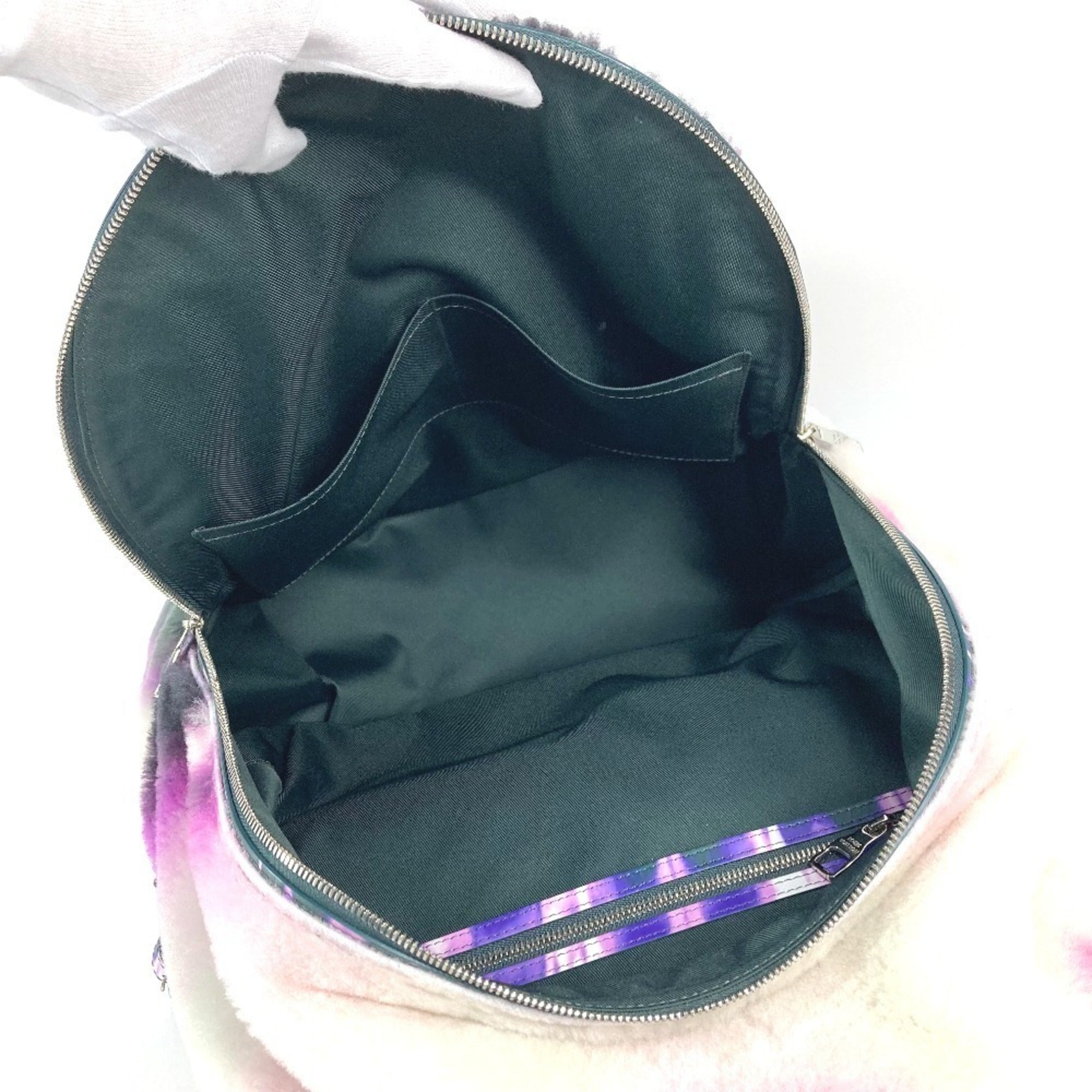 Louis Vuitton Black Purple White Fur Leather Backpack (Pre-Owned)