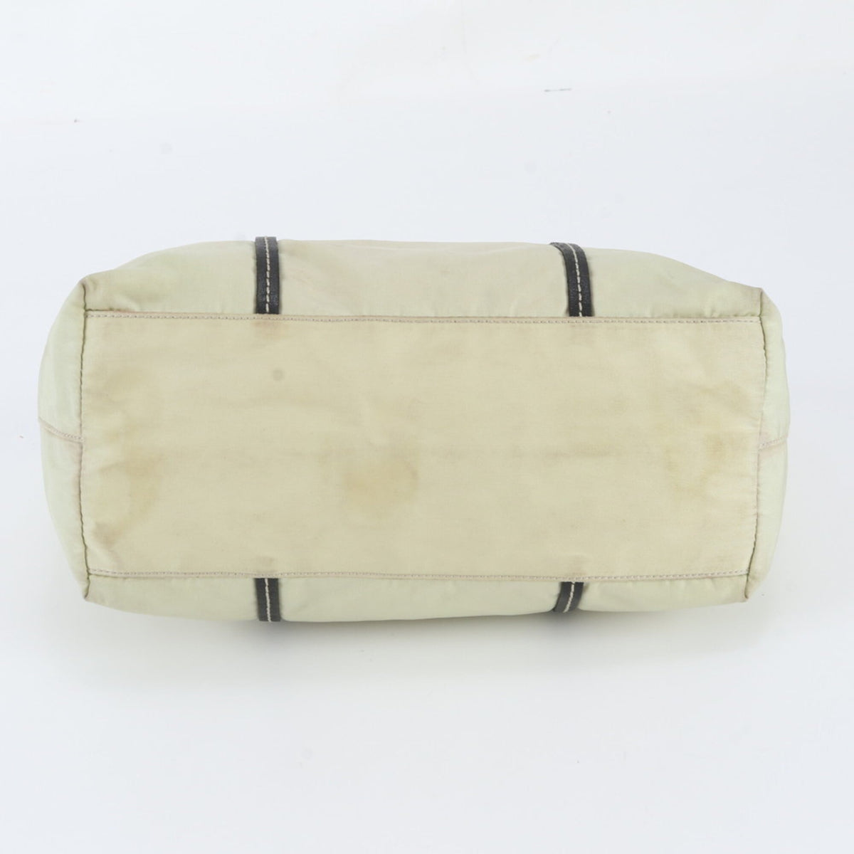 Prada Beige Leather Nylon Handbag Tote Bag (Pre-Owned)