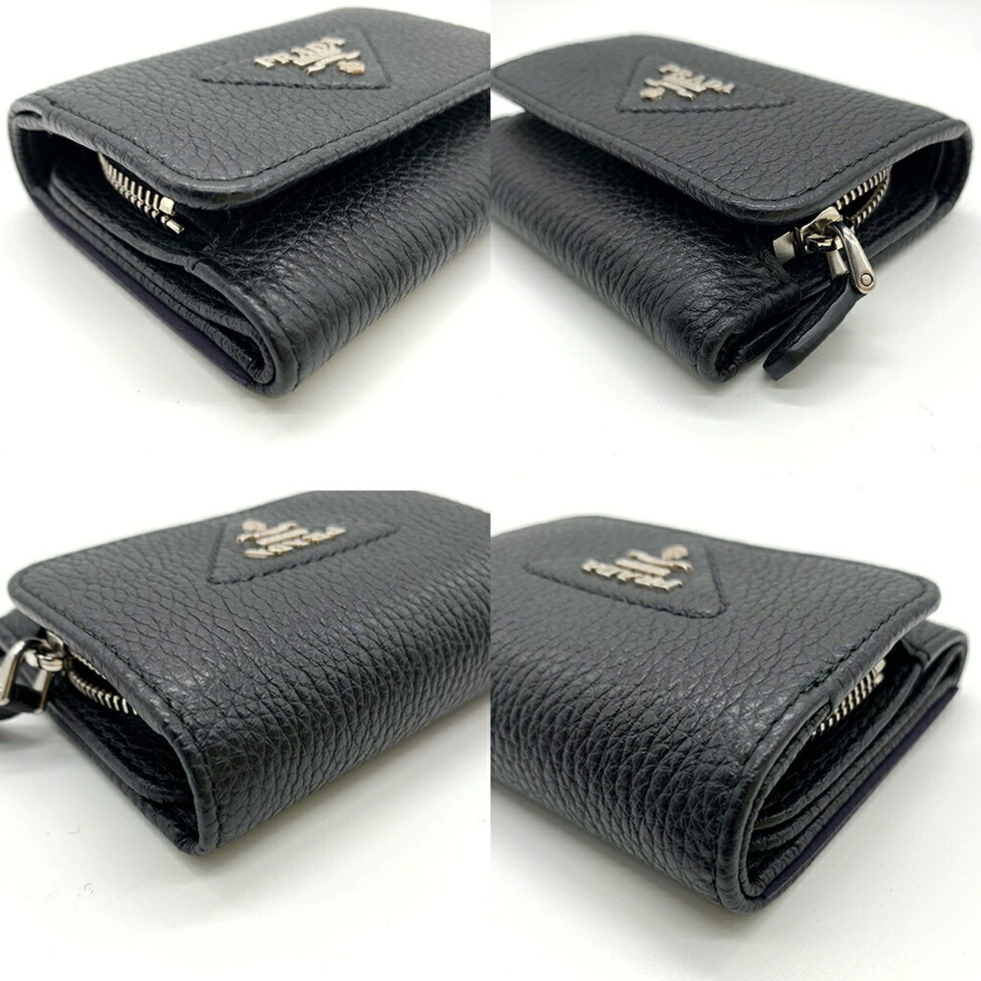 Prada Black Leather Wallet (Tri-Fold) (Pre-Owned)
