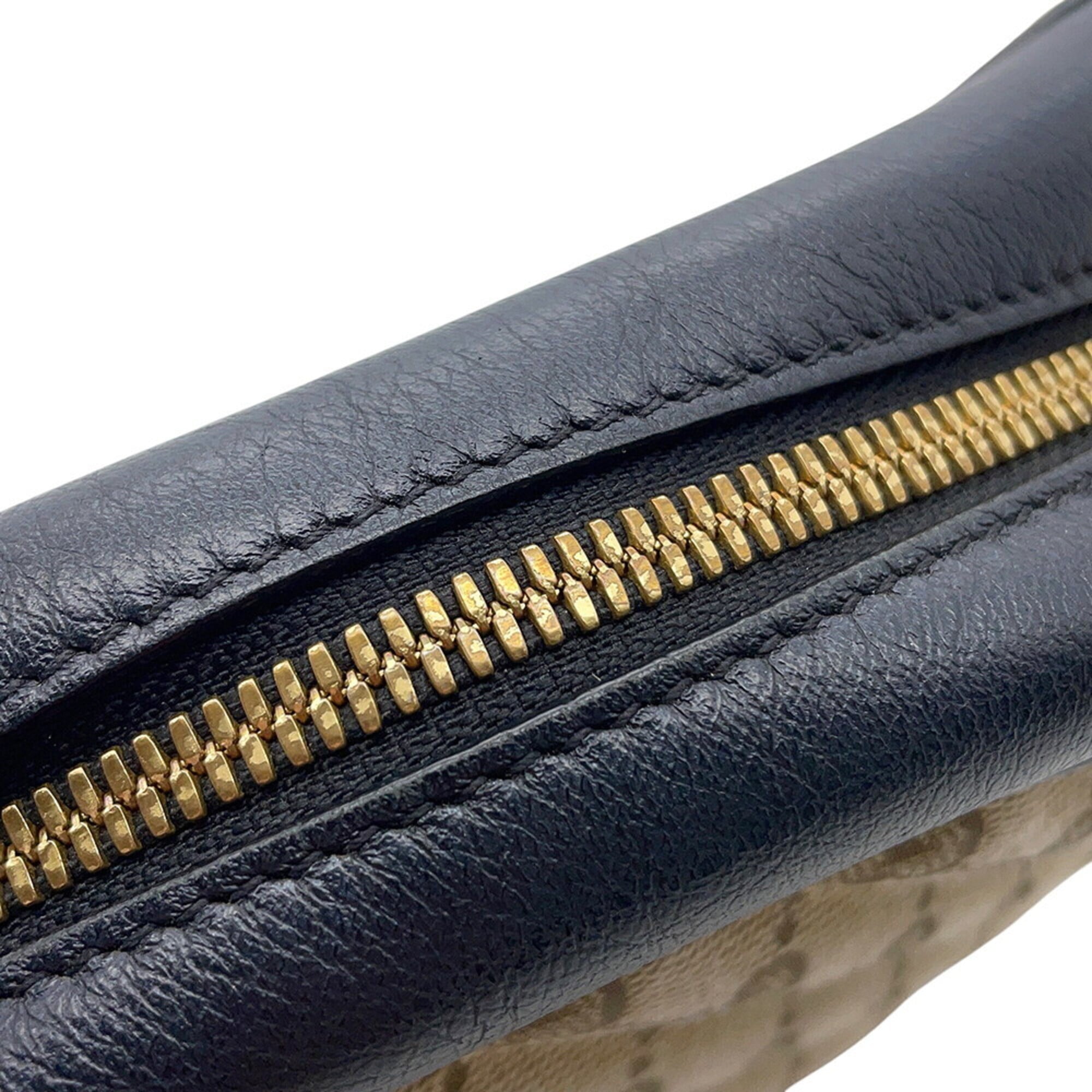 Gucci Beige Black Gg Canvas Handbag Shoulder Bag (Pre-Owned)