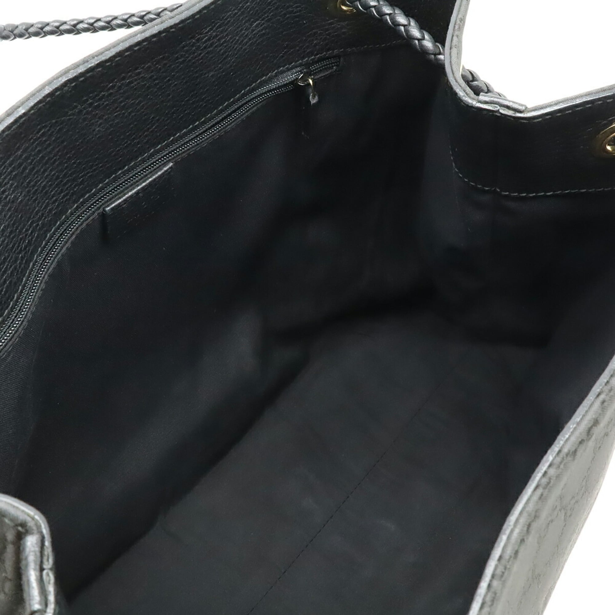 Gucci Black Nylon Leather Shoulder Bag Tote Bag (Pre-Owned)